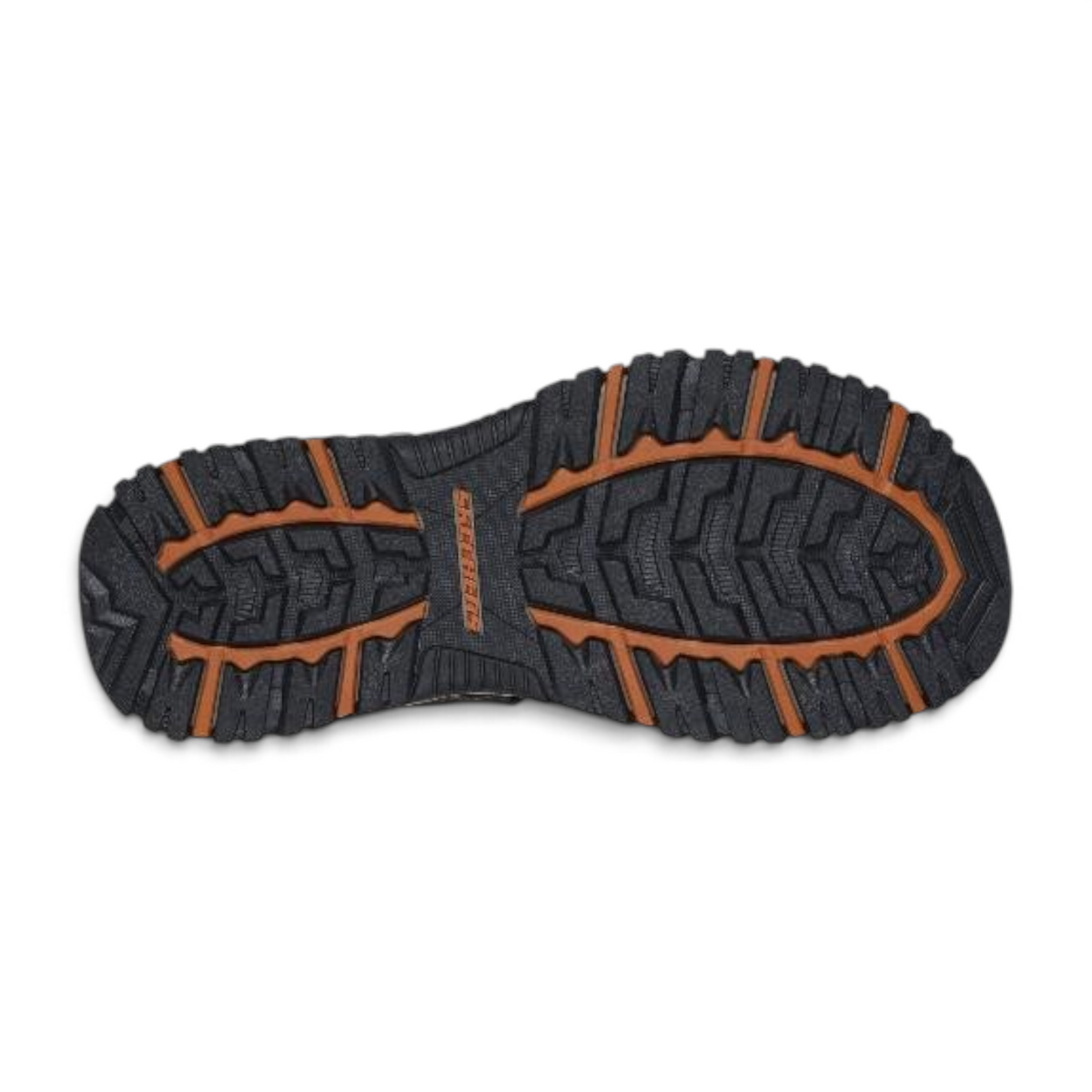 FRG Skechers Prewitt Seabeck sandal showing the durable black and brown TPR rubber lugged outsole tread pattern