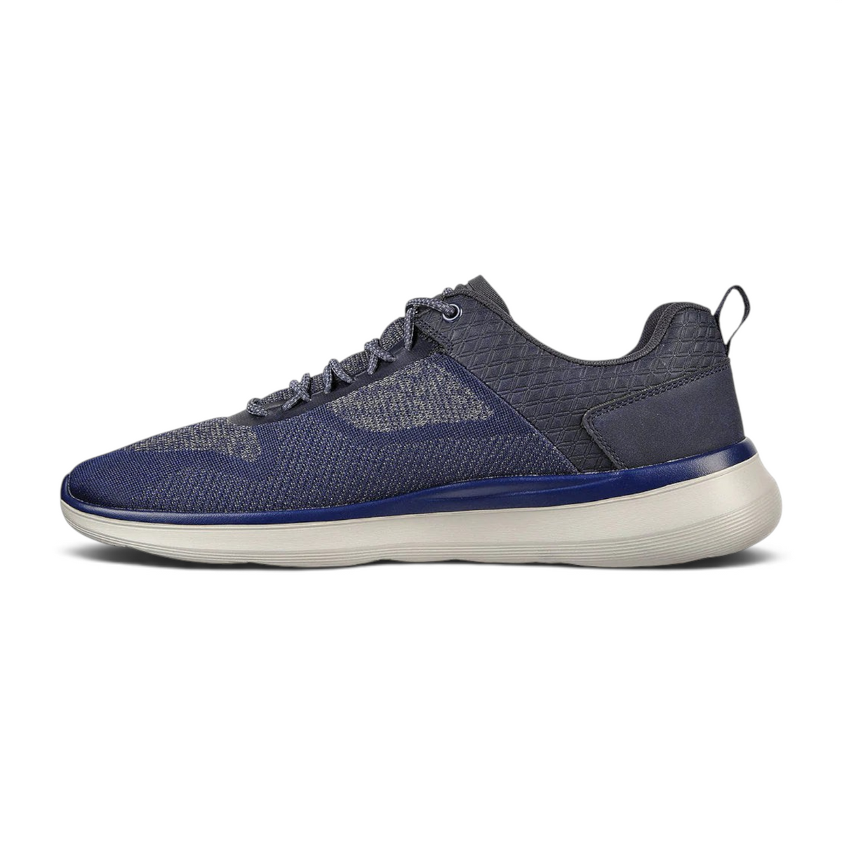 FRG SPECTRUM navy blue athletic sneaker with a textured mesh upper, lace-up closure, and a thick white foam sole.