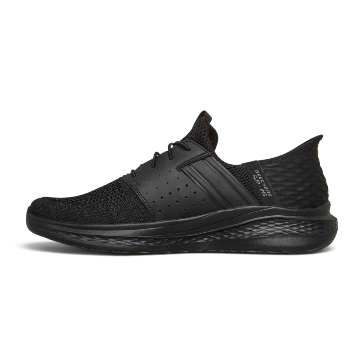 FRG SLADE ROYCE OCON black slip-on athletic sneaker with breathable mesh upper and cushioned sole