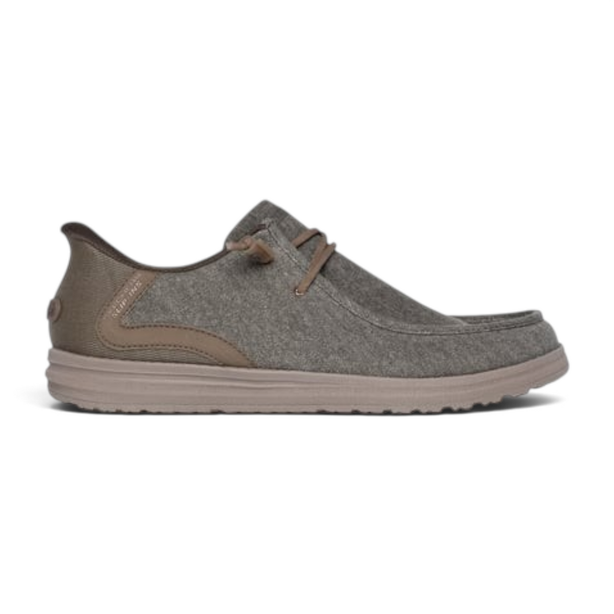FRG Melson Coronado slip-on shoe in grey felt with brown trim and comfortable cushioned sole