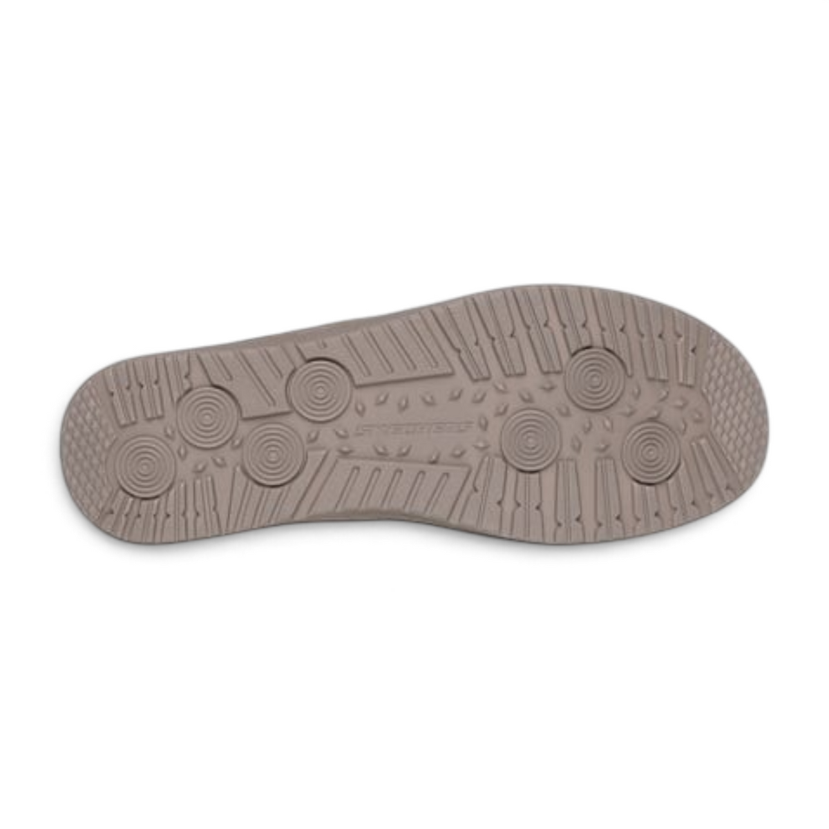 FRG Melson Coronado shoe featuring a textured taupe rubber outsole with circular traction patterns