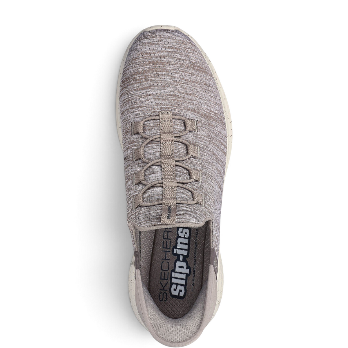 FRG Skechers Slip-ins Ultra Flex 3.0 taupe jersey mesh sneaker with stretch laces and cushioned memory foam insole