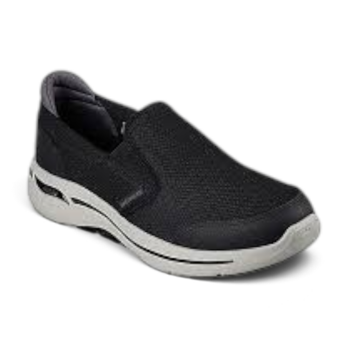 FRG GO WALK ARCH FIT black slip-on walking shoe with breathable mesh upper and supportive cushioned sole