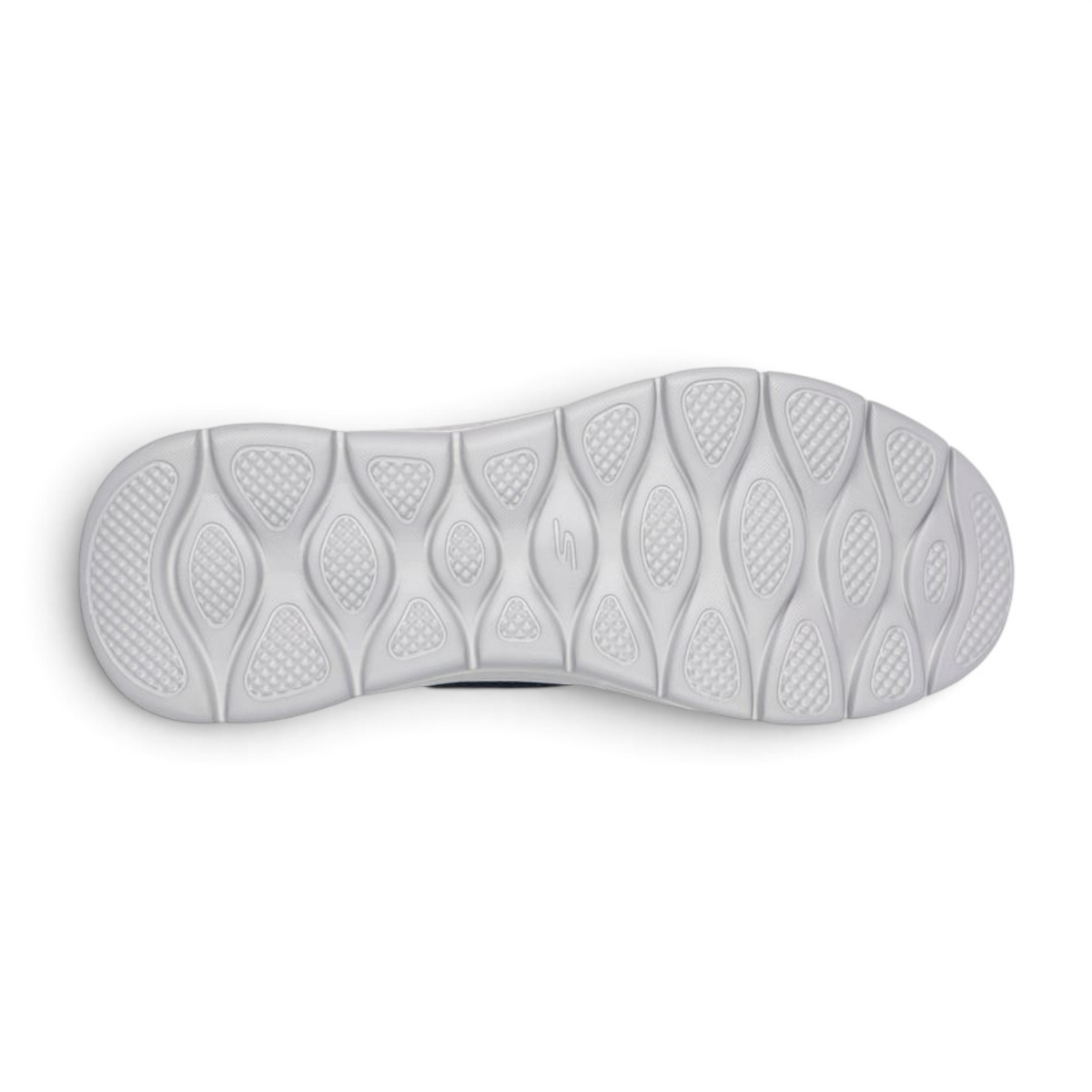 FRG Skechers GO WALK Flex Hands Up navy sneaker showing the white textured ULTRA GO cushioned outsole tread pattern
