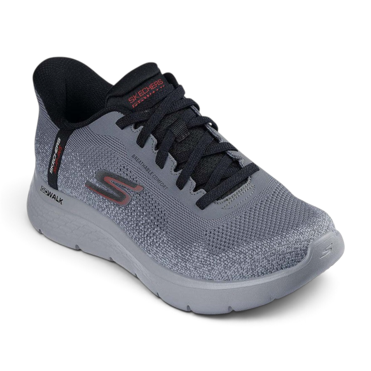 FRG Skechers GO WALK Flex Palomo charcoal grey slip-on sneaker with breathable knit upper and cushioned midsole