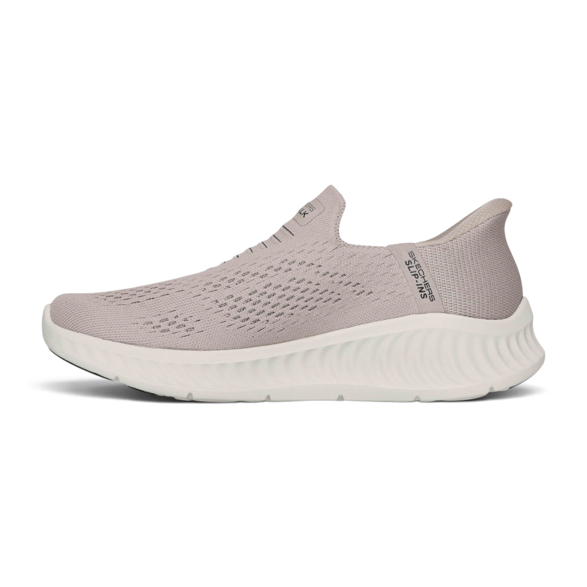 FRG GO WALK NOW SAUNTERED slip-on sneaker in light beige with a breathable knit upper and cushioned white sole