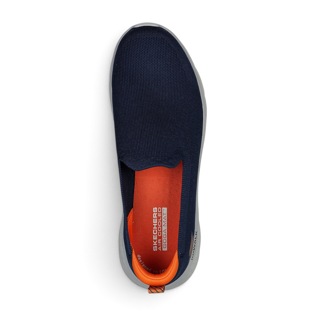 FRG Skechers GO WALK FLEX navy blue slip-on sneaker with orange interior and cushioned Goga Mat insole