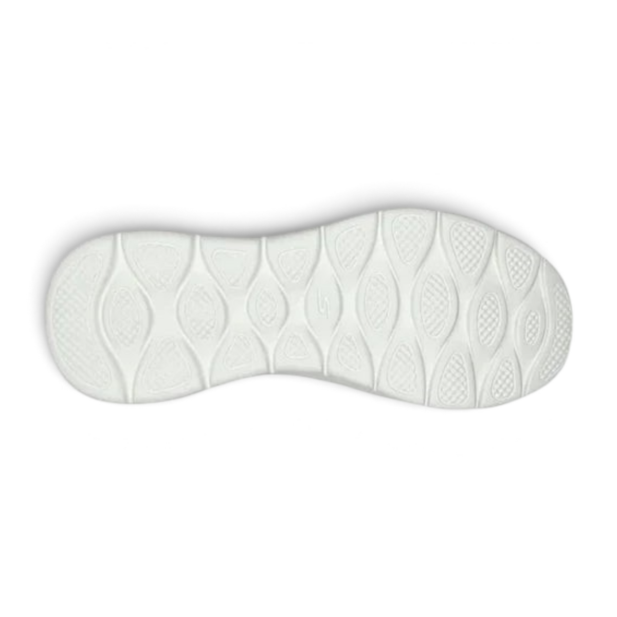FRG GO WALK FLEX white athletic shoe outsole with textured traction pattern for flexible walking support