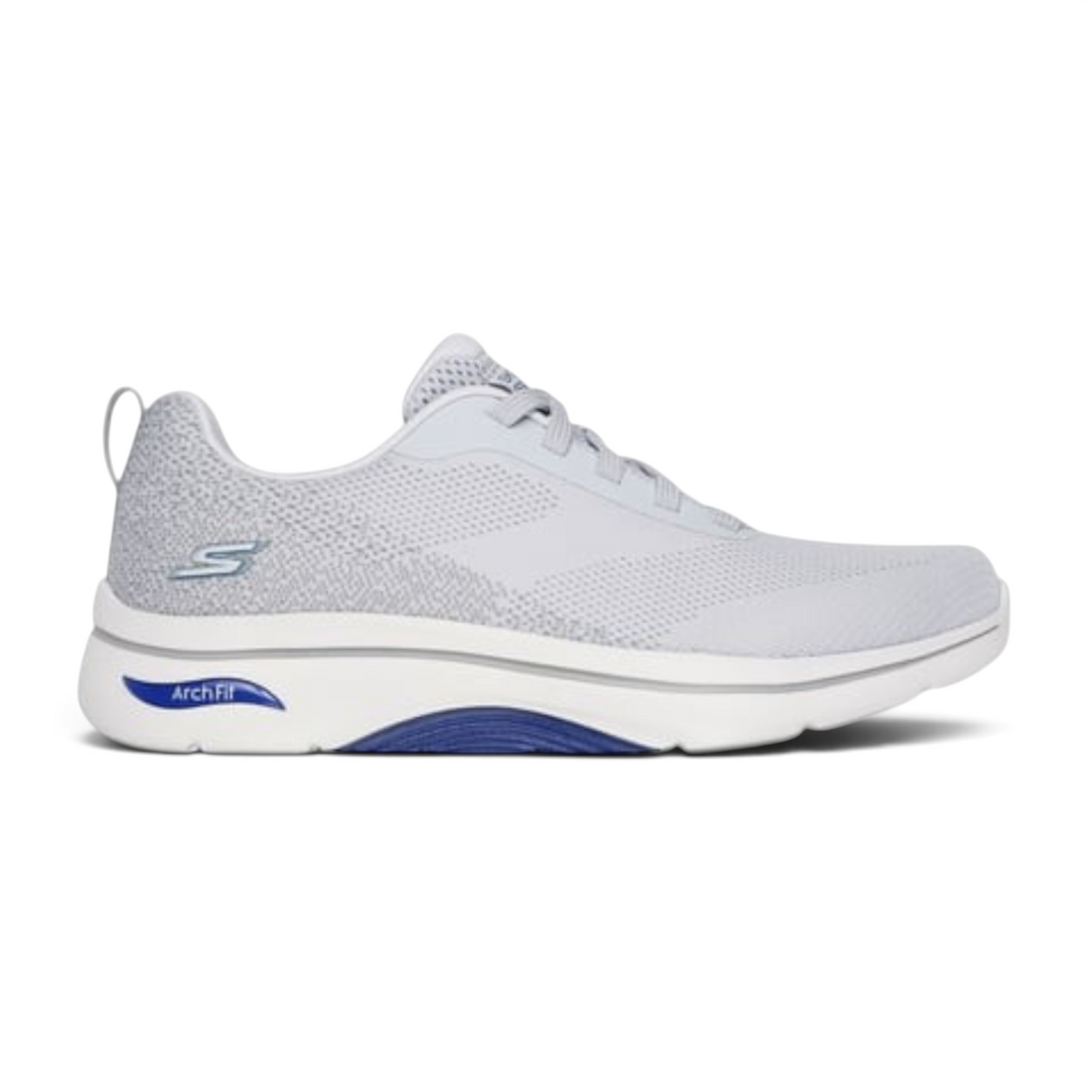 FRG GO WALK ARCH FIT 2.0 TEMPORAL light grey mesh walking sneaker with white and blue cushioned arch support sole