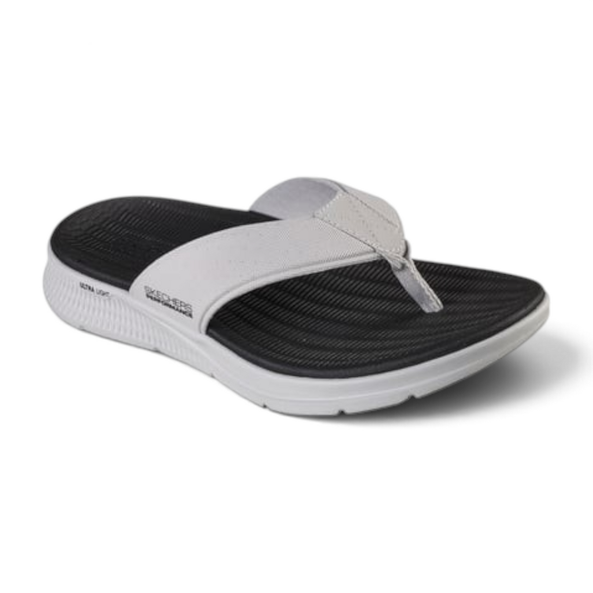 FRG Skechers Men On-The-GO GO Consistent thong sandal in grey and black with contoured Goga Mat footbed