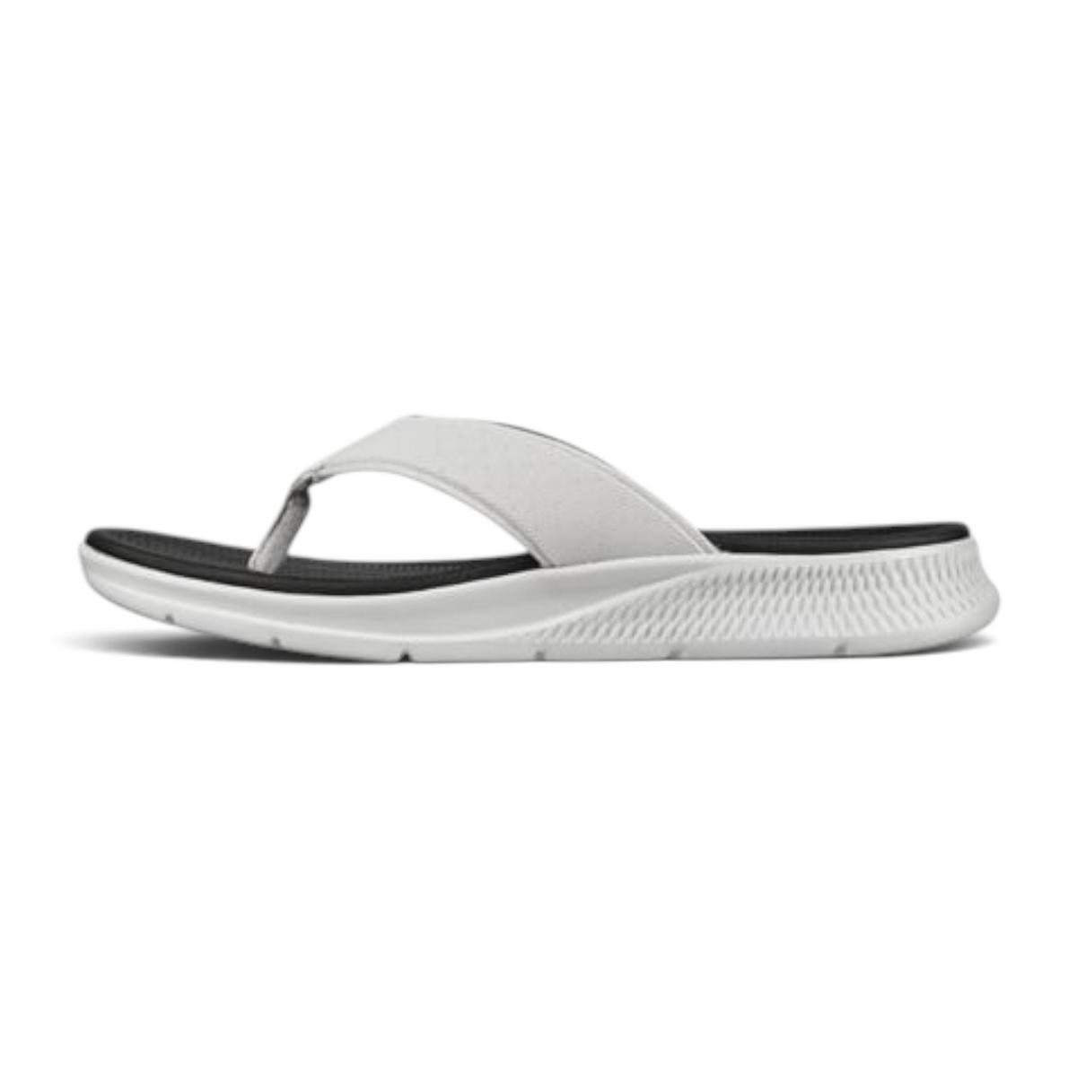 FRG Skechers GO Consistent thong sandal in white and black with contoured Goga Mat footbed and lightweight cushioning