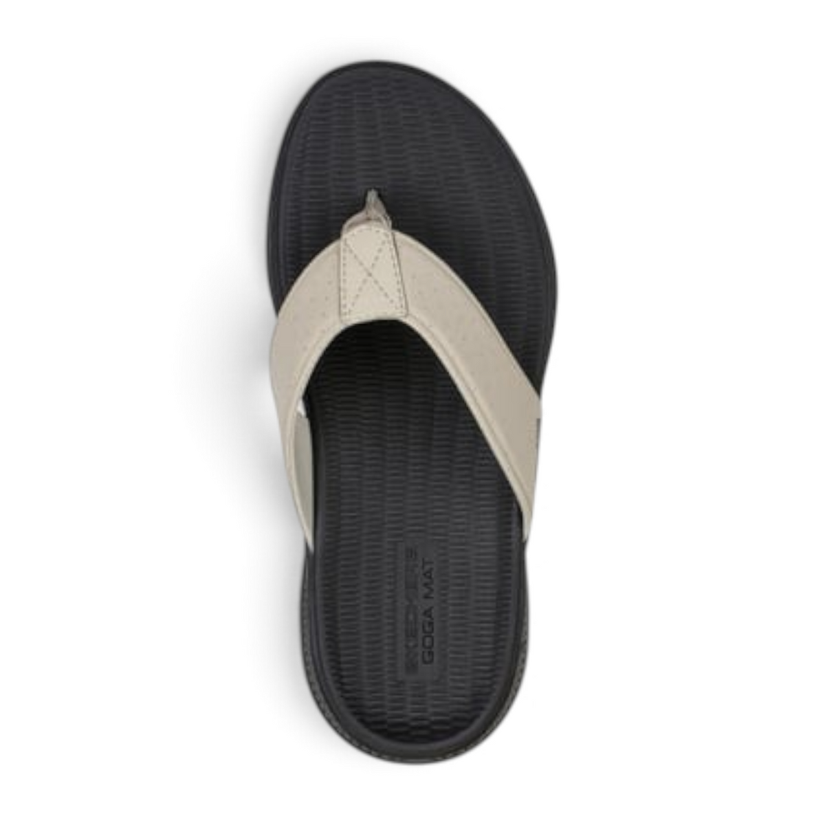 FRG Skechers Men On-The-GO GO Consistent thong sandal in beige and black with Goga Mat comfort footbed