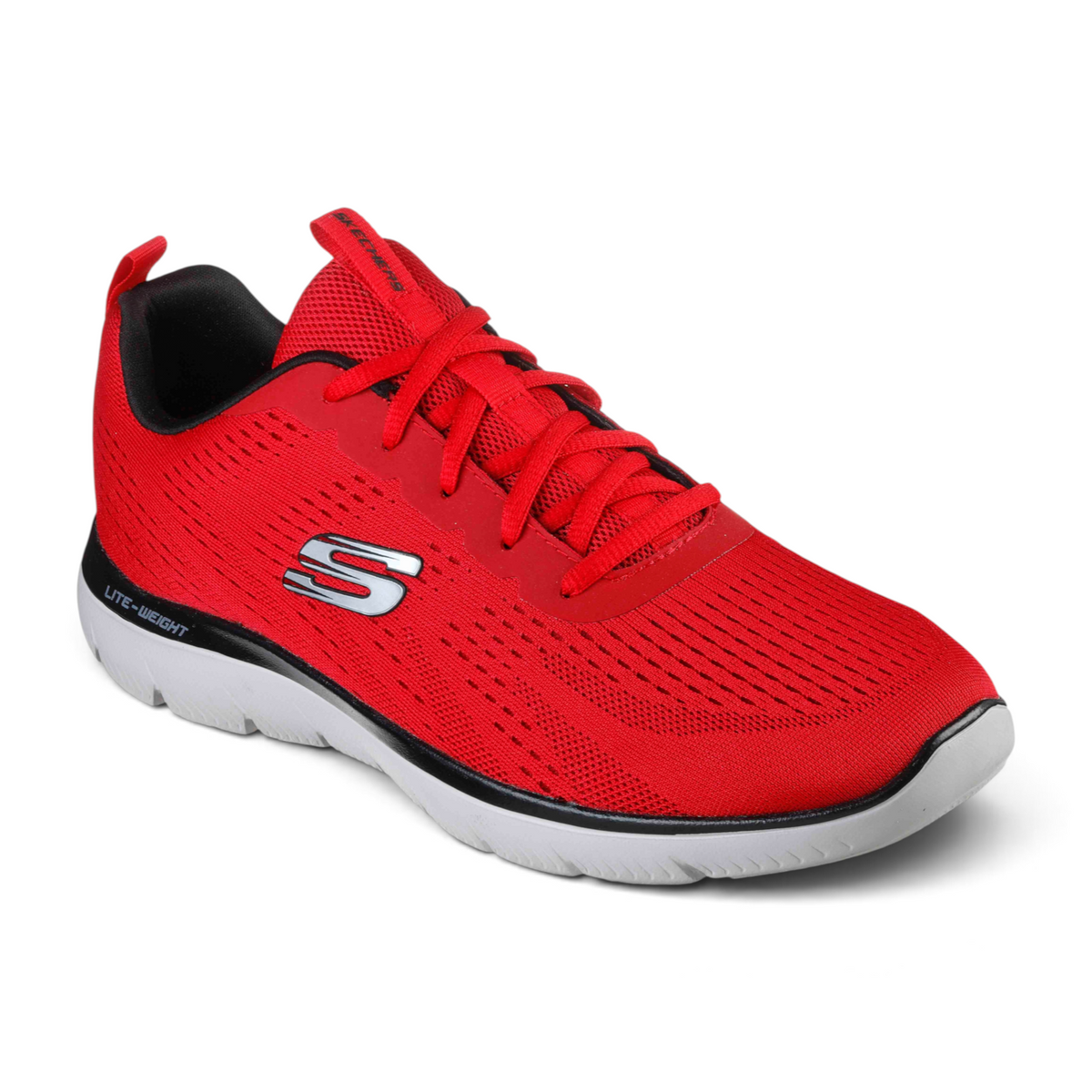 FRG SUMMITS lightweight red mesh athletic sneaker with black accents and white sole