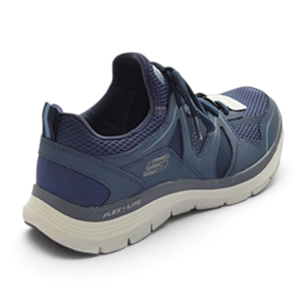 FRG Skechers Flex Advantage 4.0 navy lace-up athletic sneaker with breathable mesh upper and cushioned sole