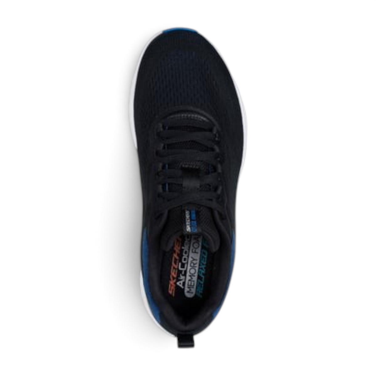 FRG D'LUX FITNESS black and blue athletic sneaker with mesh upper and memory foam insole, top view