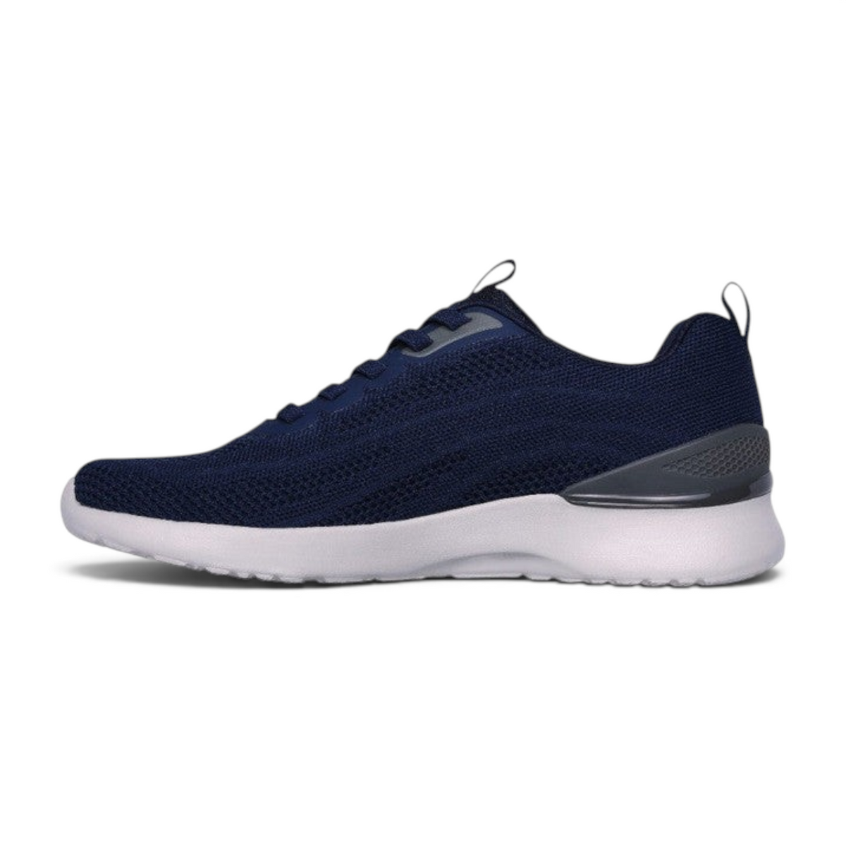 FRG Skechers Skech-Air Dynamight navy and charcoal knit slip-in athletic sneaker with white cushioned sole