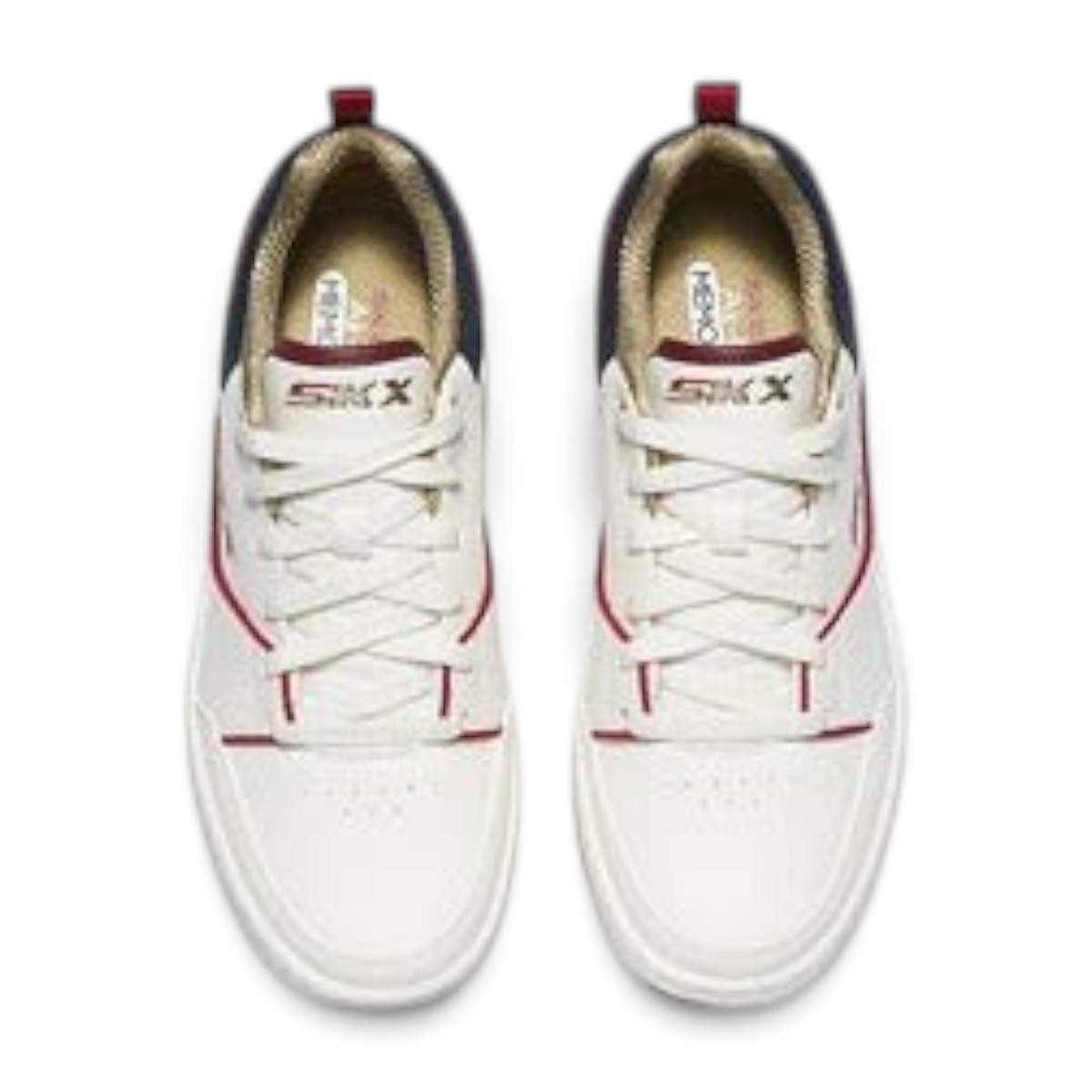 FRG SPORT COURT 92 lace-up sneakers in white duraleather and suede with red accents and air-cooled memory foam insoles