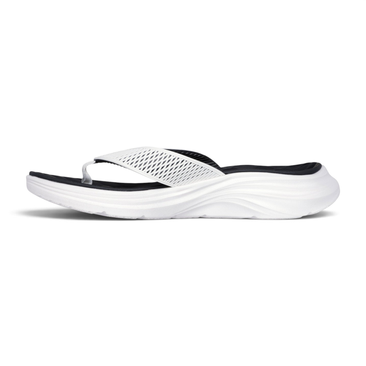 FRG Skechers Vapor Foam Sayto slip-on sandal in white and black with a contoured, ultra-lightweight foam base.