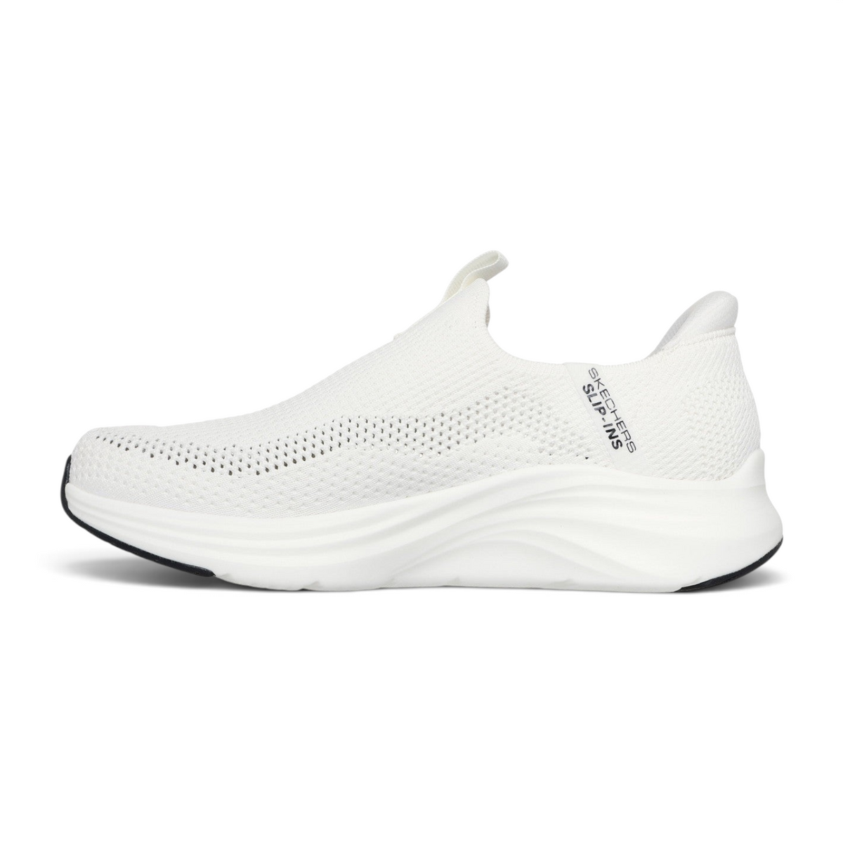 FRG Skechers Vapor Foam Volann slip-on sneaker in off-white with a breathable stretch knit upper and cushioned sole.