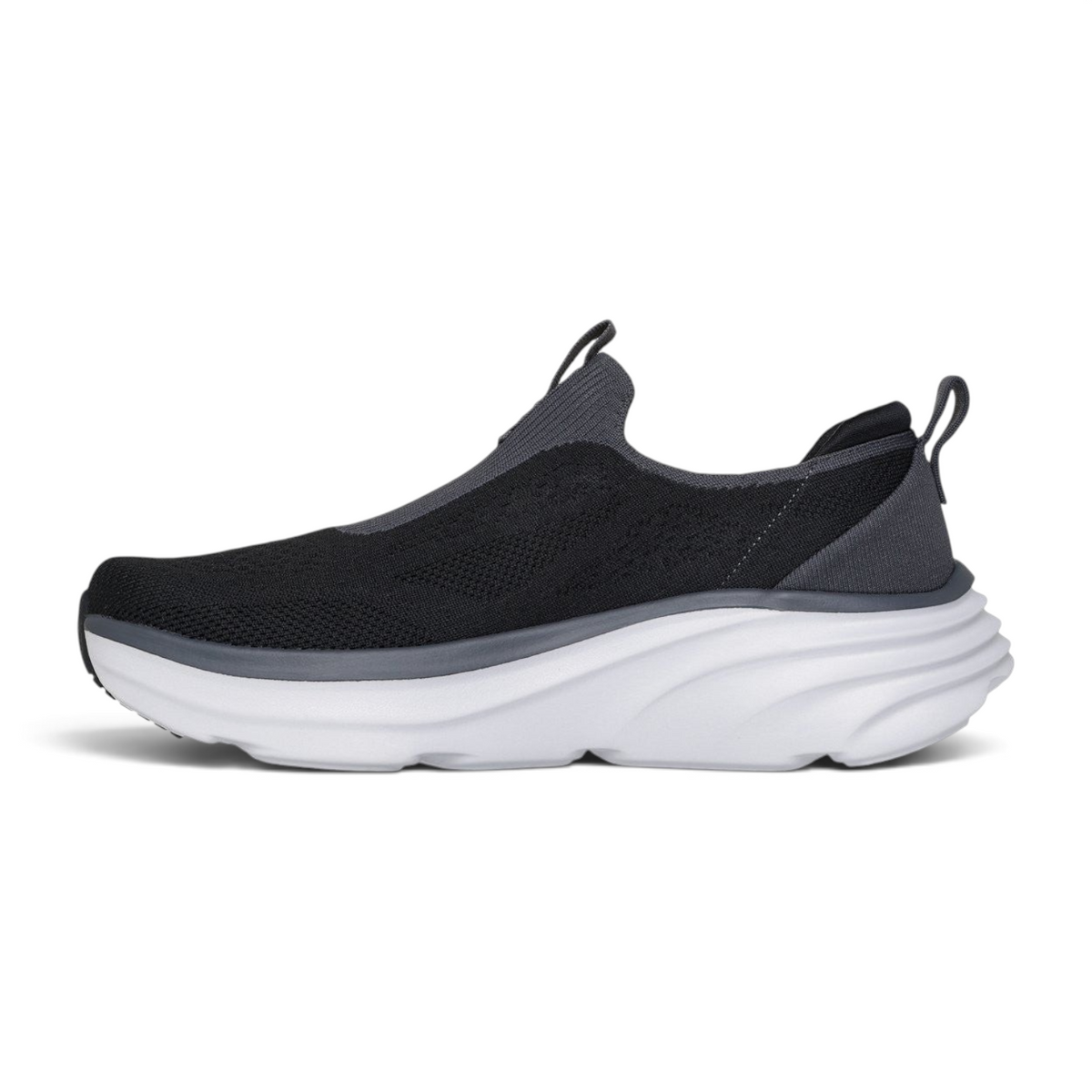 FRG Skechers D'Lux Vapor Hevell black slip-on sneaker with breathable mesh upper and thick white cushioned sole