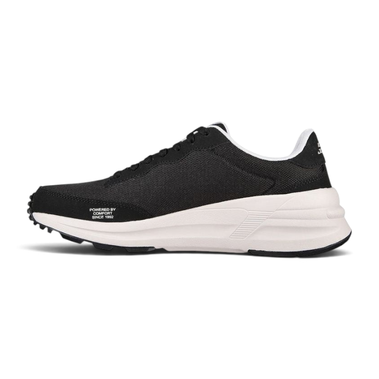 FRG Global Jogger black sneaker with white midsole and side text detail
