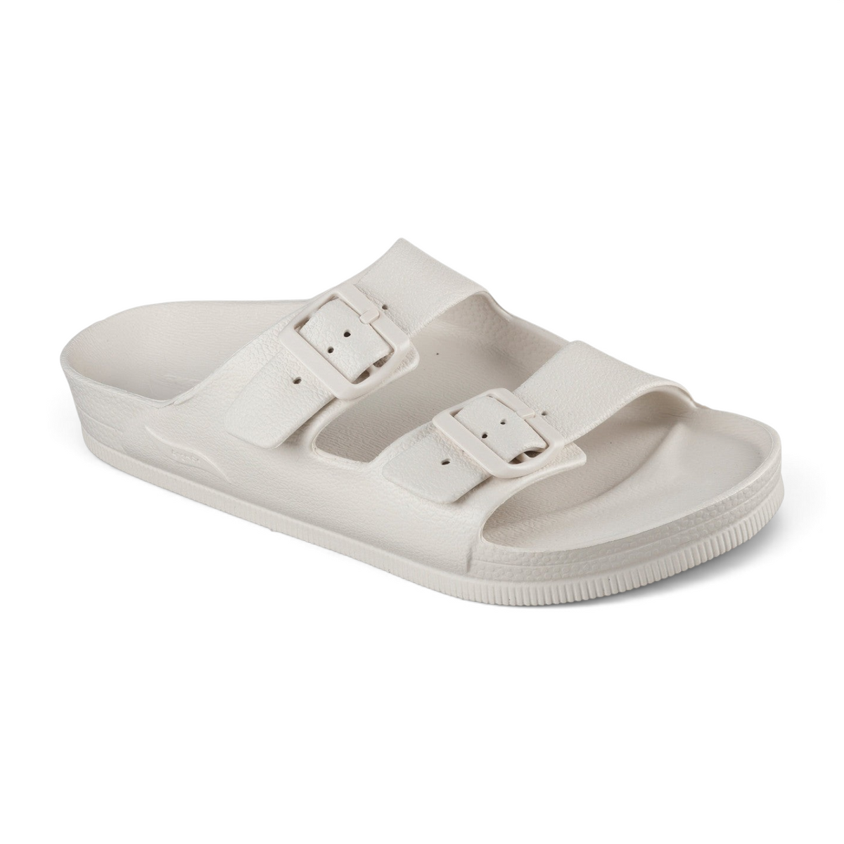 FRG Skechers Foamies Arch Fit Cali Surf slide in off-white with adjustable buckle straps and contoured footbed.