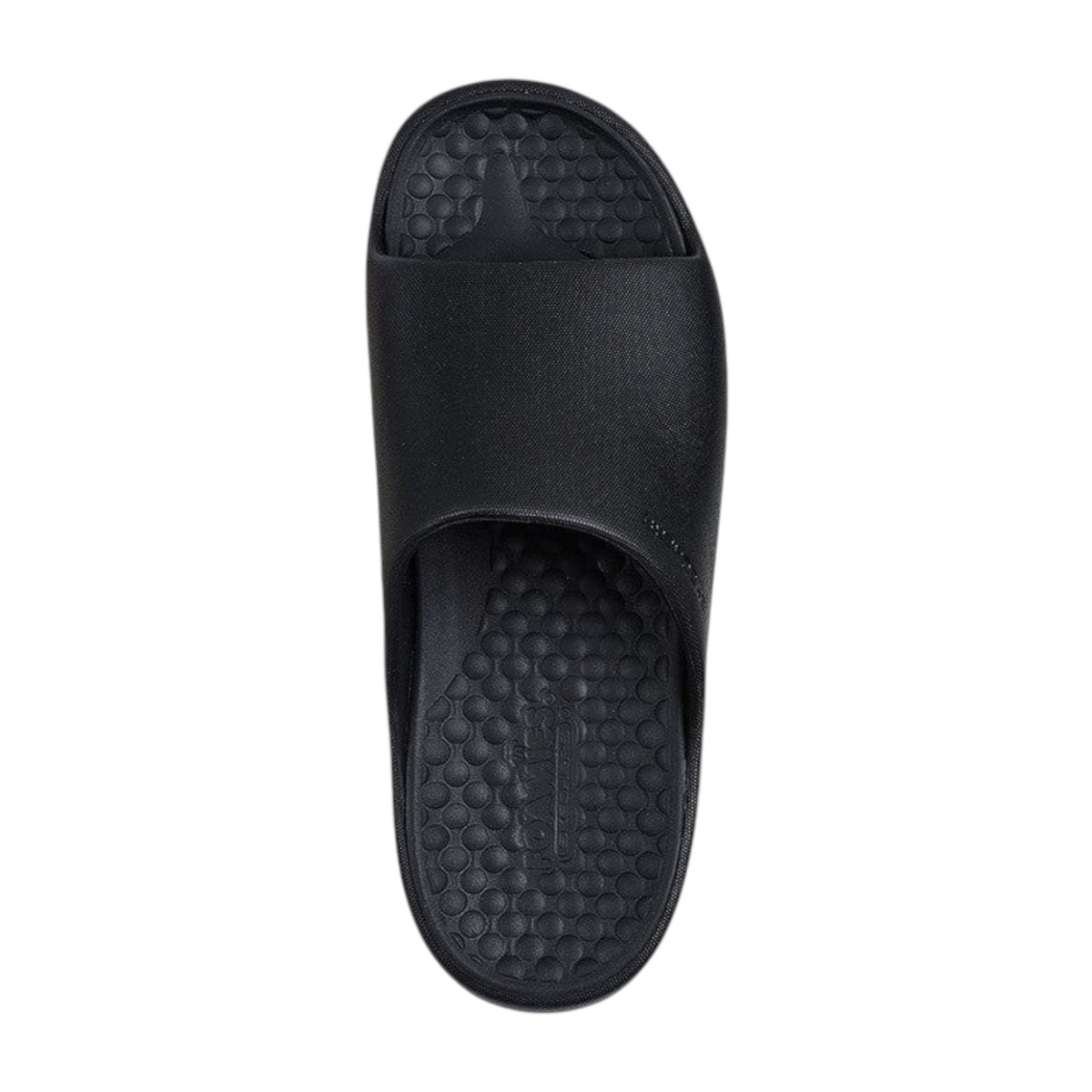 FRG Skechers Foamies Precision Elite black vegan slide with a sculpted upper and cushioned footbed