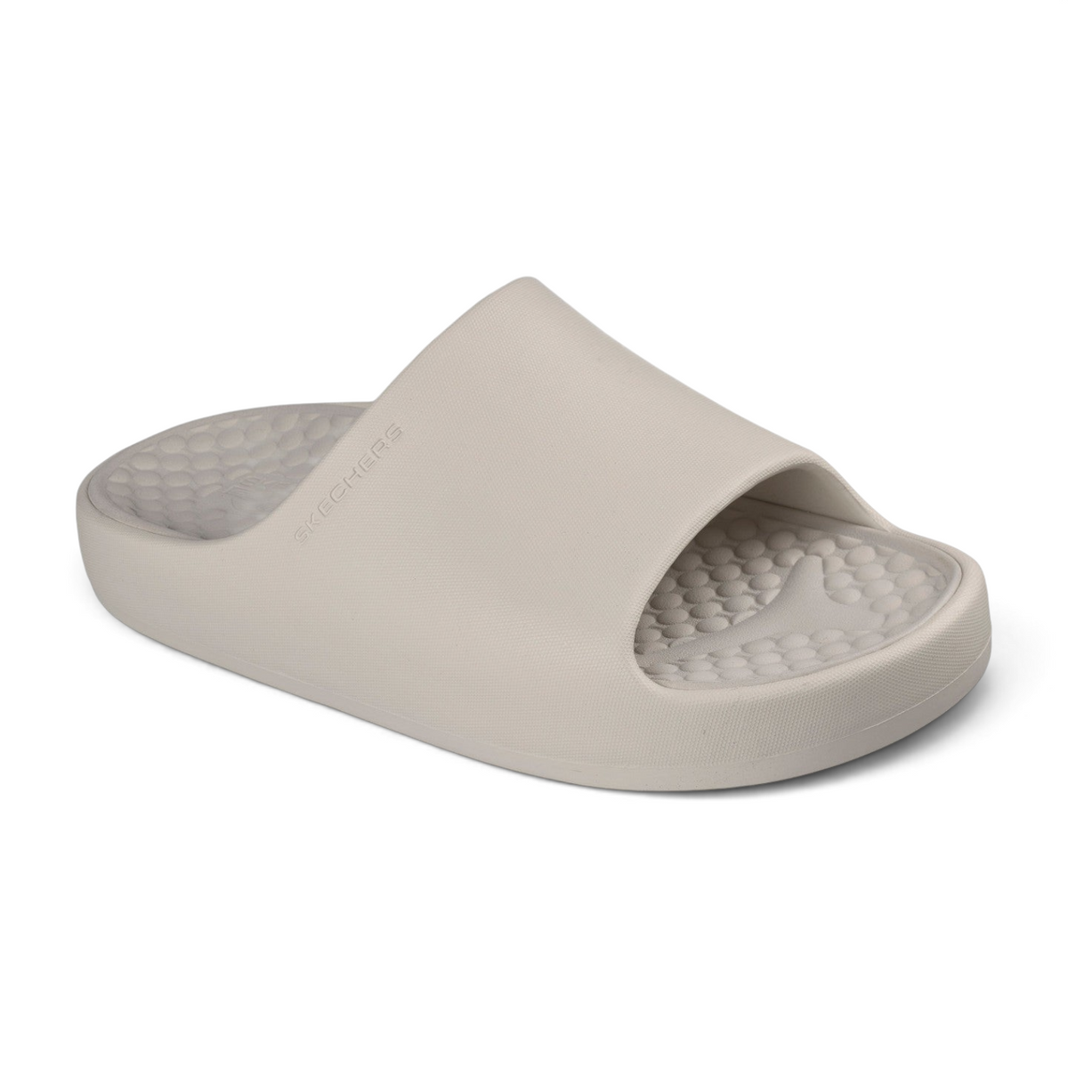 FRG Skechers Foamies Precision Elite natural beige vegan slide with a sculpted single-band upper and contoured footbed