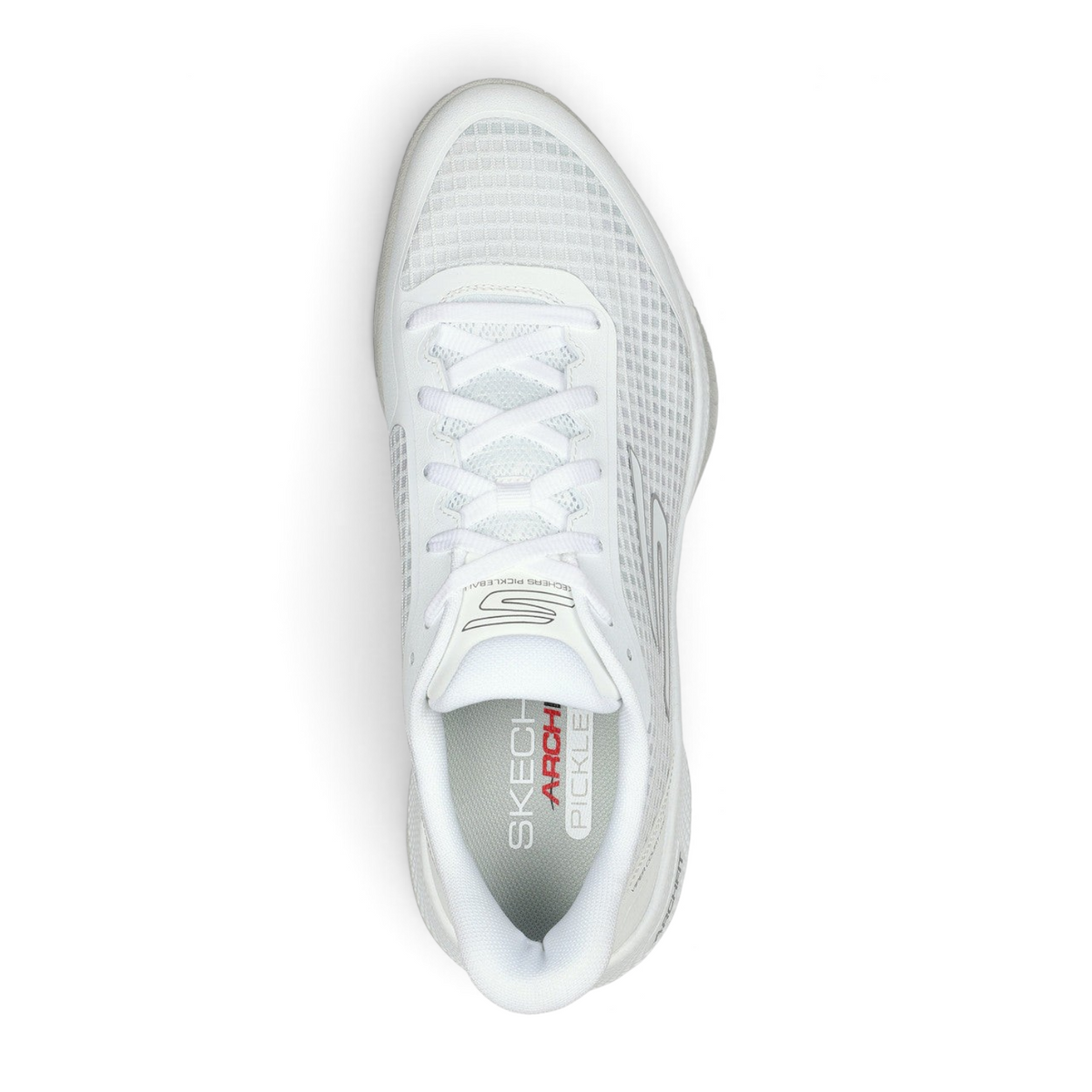 FRG Skechers Viper Court Pro pickleball shoe in white with a breathable mesh upper and durable Goodyear outsole