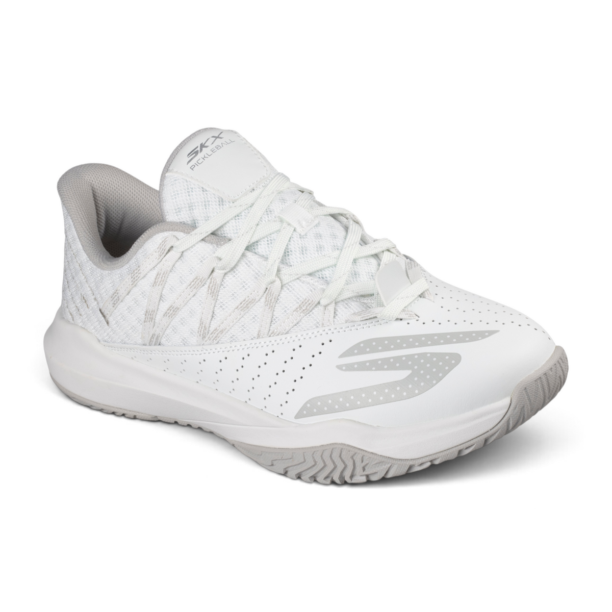 FRG Skechers Viper Court Rally performance pickleball shoe in white with perforated leather and mesh upper