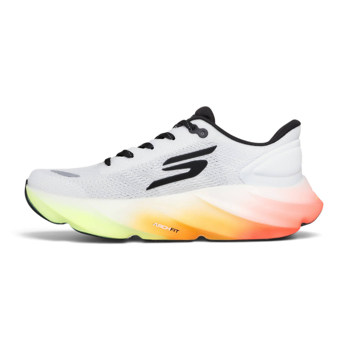 FRG SKECHERS Street Tres-Air Uno Vision-Airy sneaker in white with a vibrant yellow to orange gradient midsole