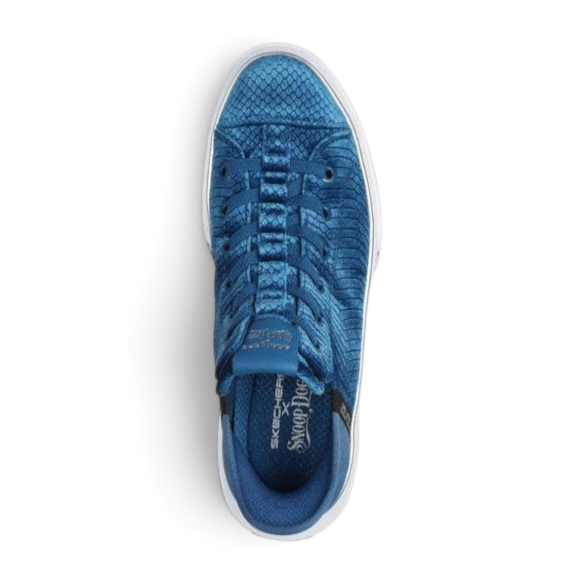 FRG SLIP-INS SNOOP ONE BOSS LIFE blue velvet sneaker with textured snakeskin pattern and white rubber sole