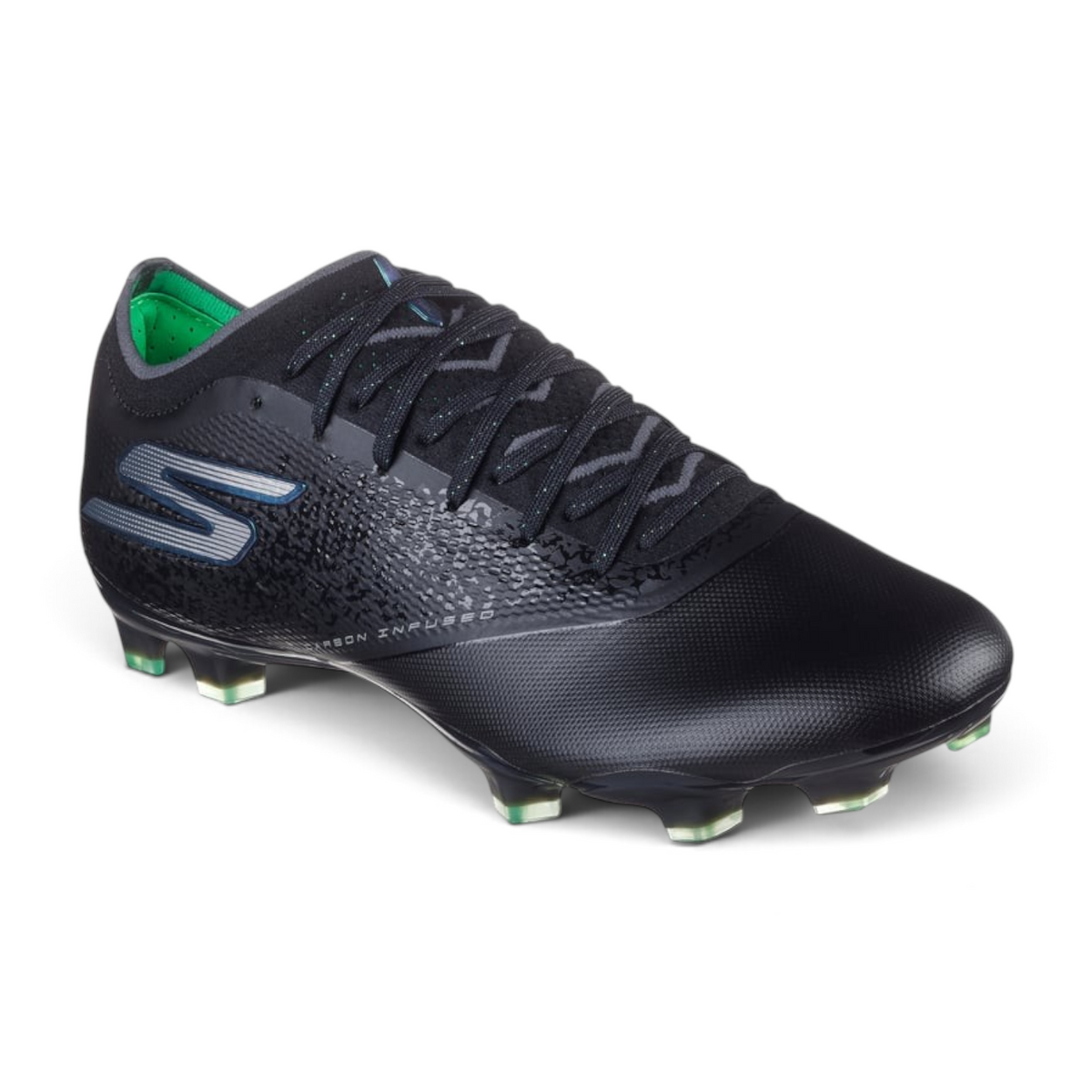 FRG Skechers Razor 1.5 Elite FG football boot in black and silver with a knit upper and firm ground stud plate.