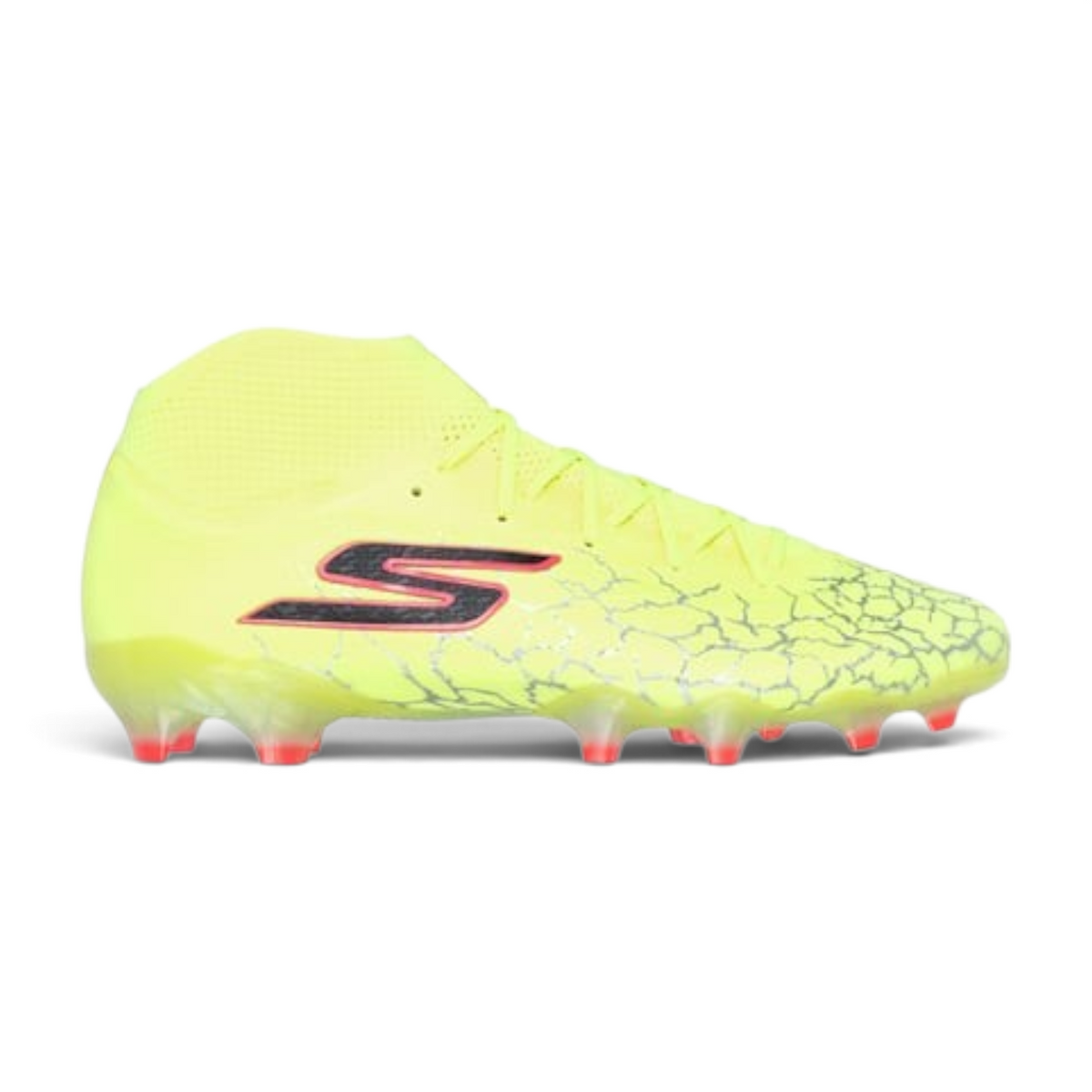 FRG Skechers SKX 1.5 High Elite FG football boot in neon yellow with black logo and precise strike control texture