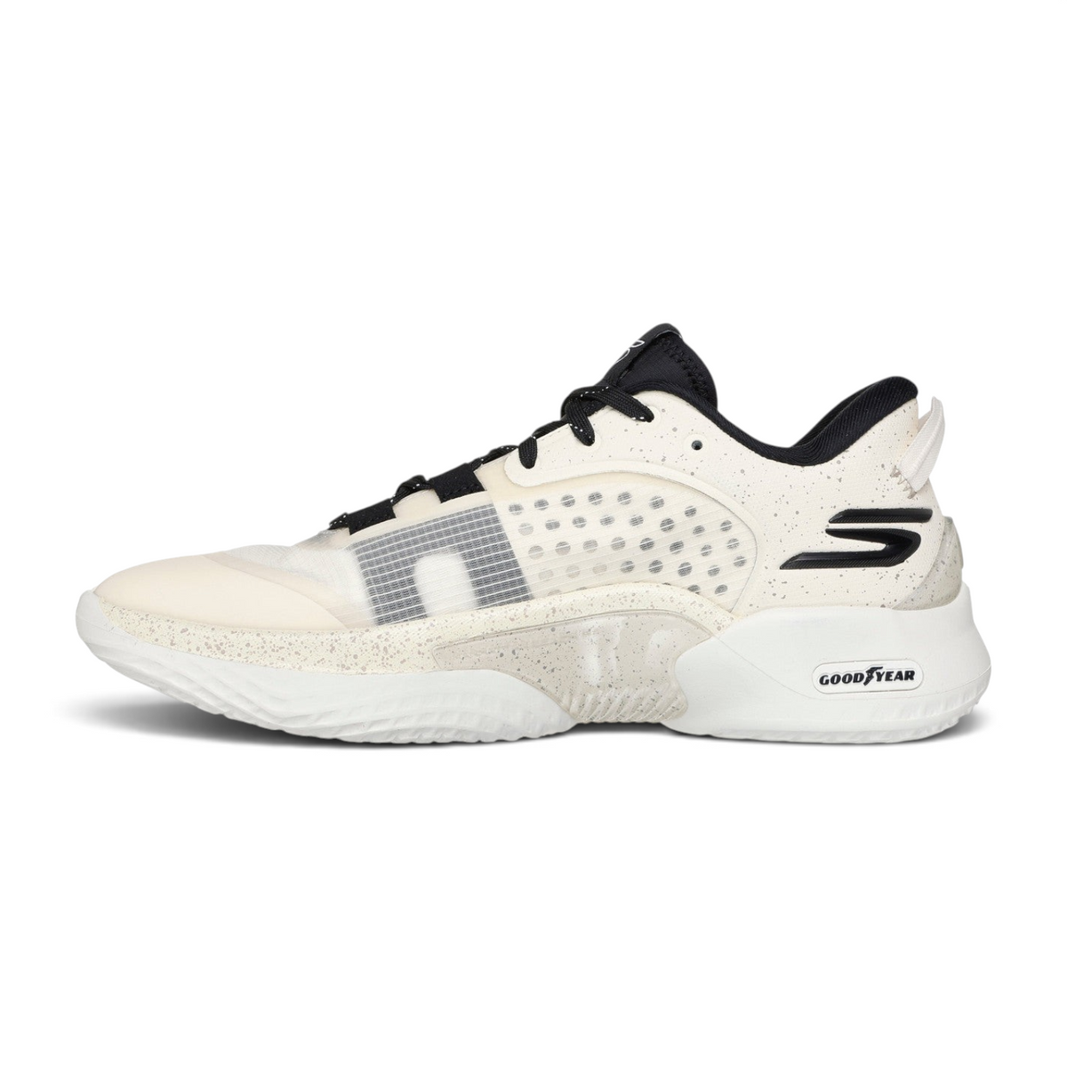 FRG Skechers SKX Resagrip low top basketball shoe in natural and black with mesh upper and Goodyear traction sole