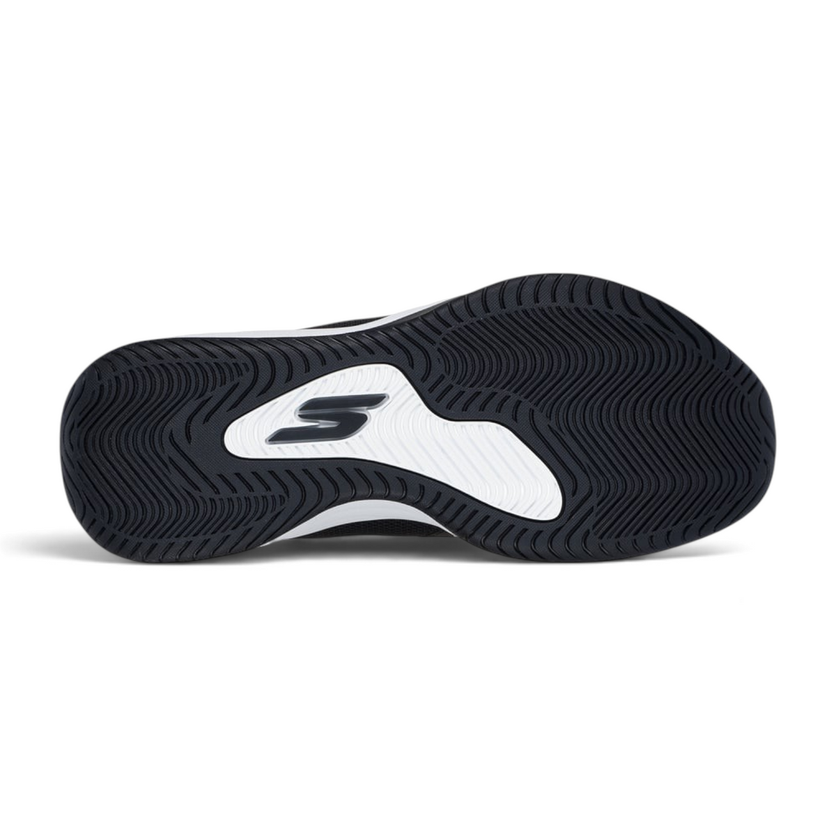 FRG Skechers SKX LEAGUE basketball shoe outsole in black and white with a durable traction pattern