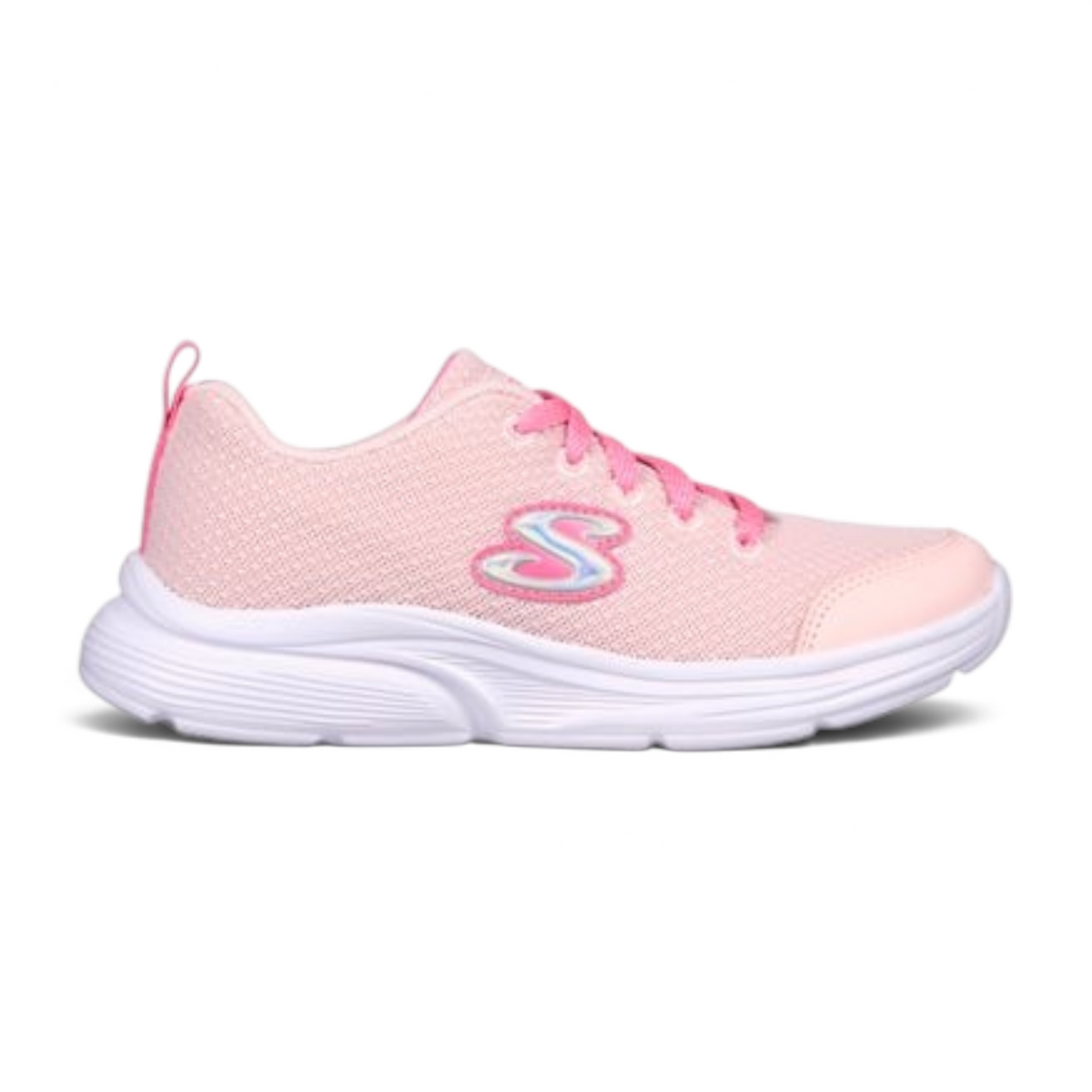FRG WAVY LITES light pink mesh sneakers with white cushioned soles and iridescent logo detail