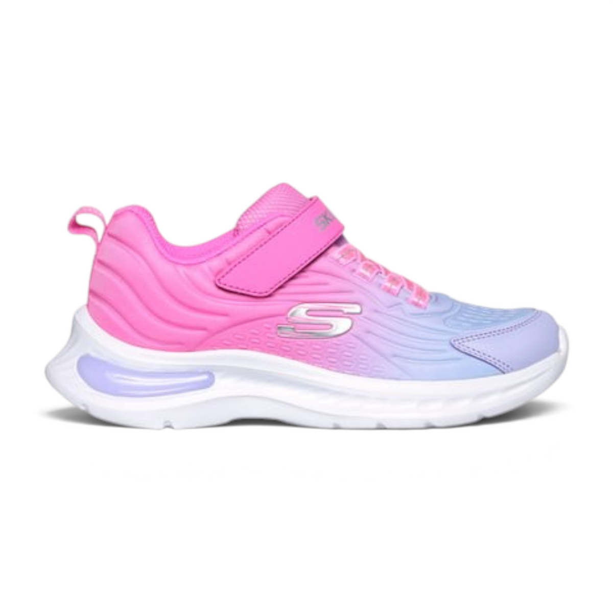 FRG JUMPSTERS-TECH kids sneaker in a pink and purple ombre gradient with a hook-and-loop strap and white sole.