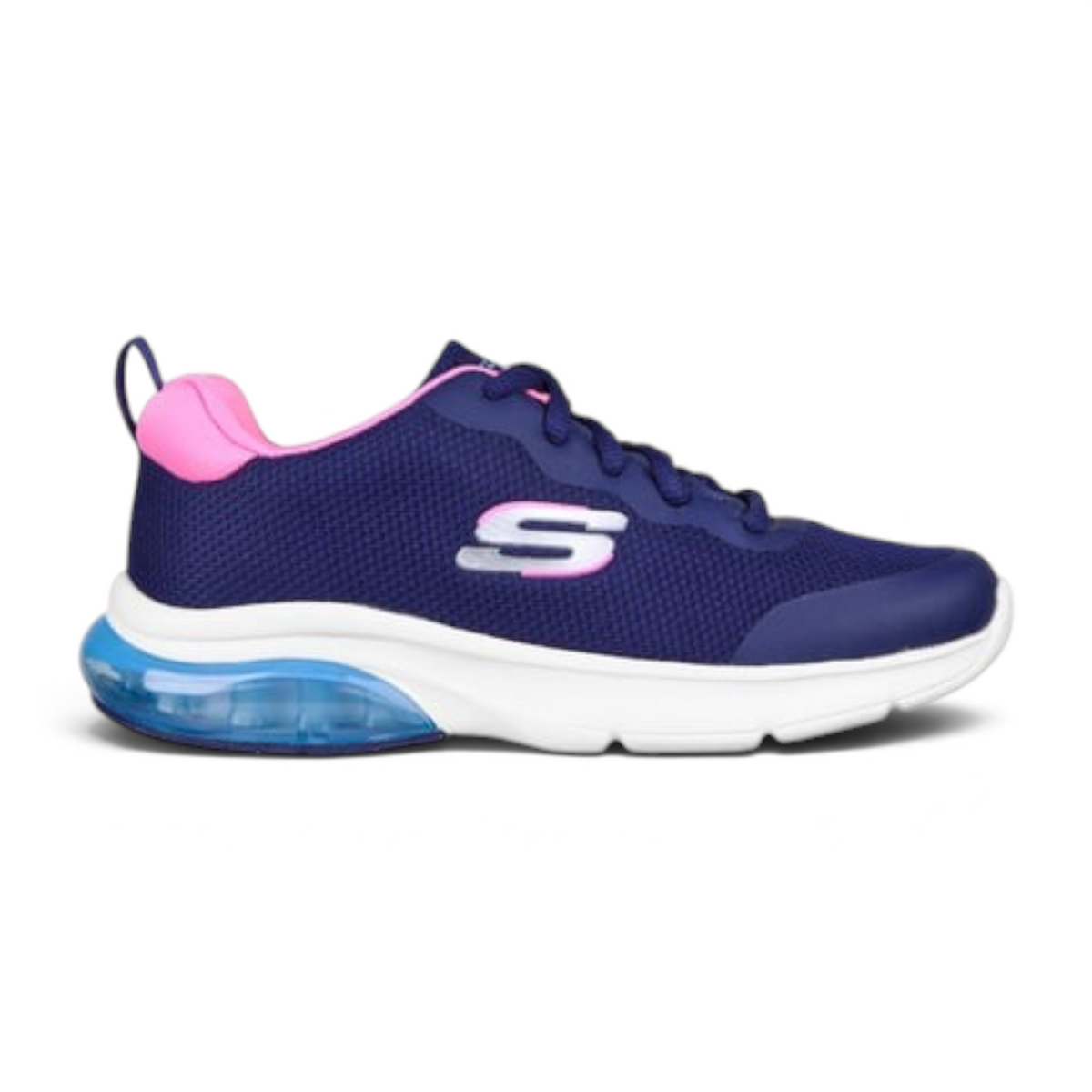 FRG SKECH-AIR AIRMATIC navy blue mesh sneaker with pink accents and a visible air-cushioned heel
