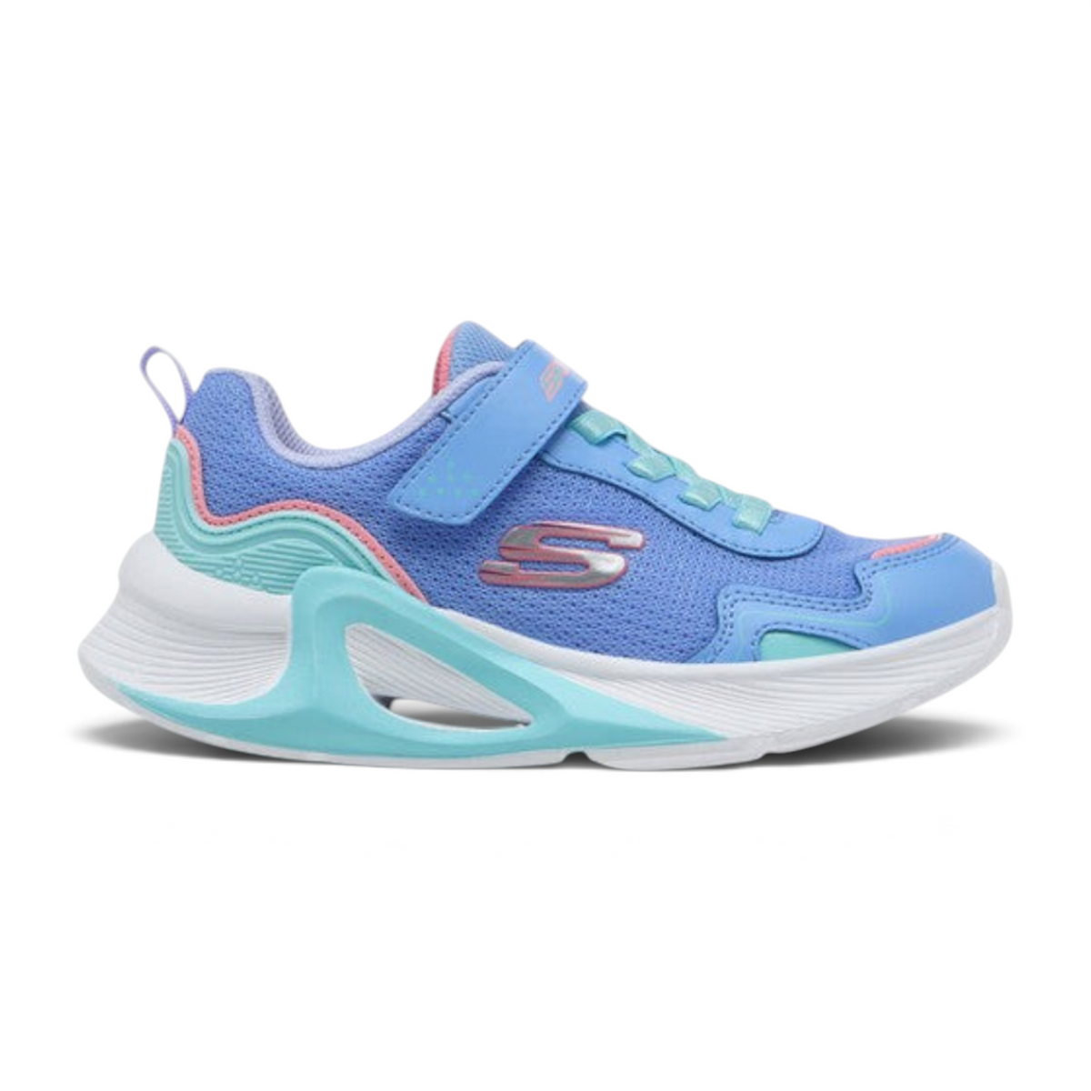 FRG Skechers Tide Tech blue and mint mesh sneaker with strap closure and molded heel counter