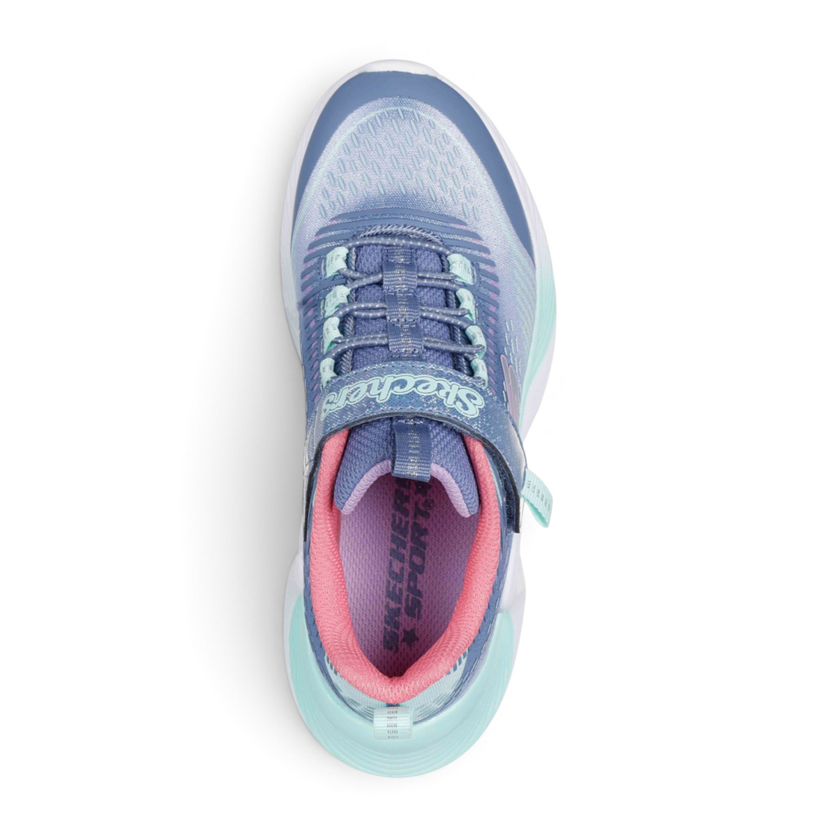 FRG TIDE TECH athletic sneaker in blue and light teal with pink interior lining and hook-and-loop strap closure