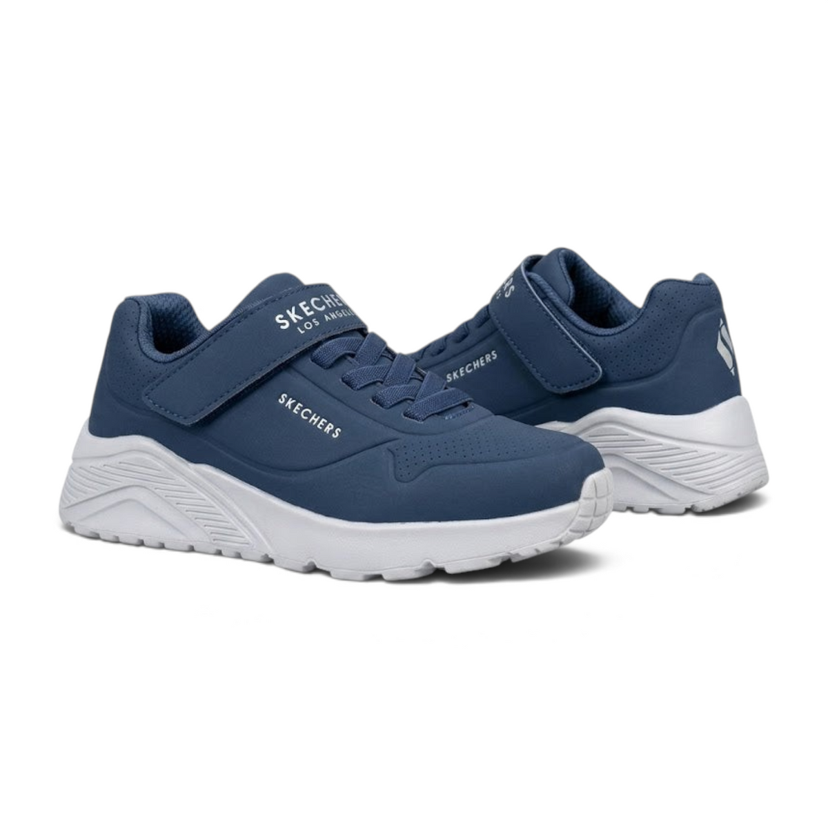 FRG Skechers UNO LITE navy blue sneakers with white chunky soles and hook-and-loop strap closure