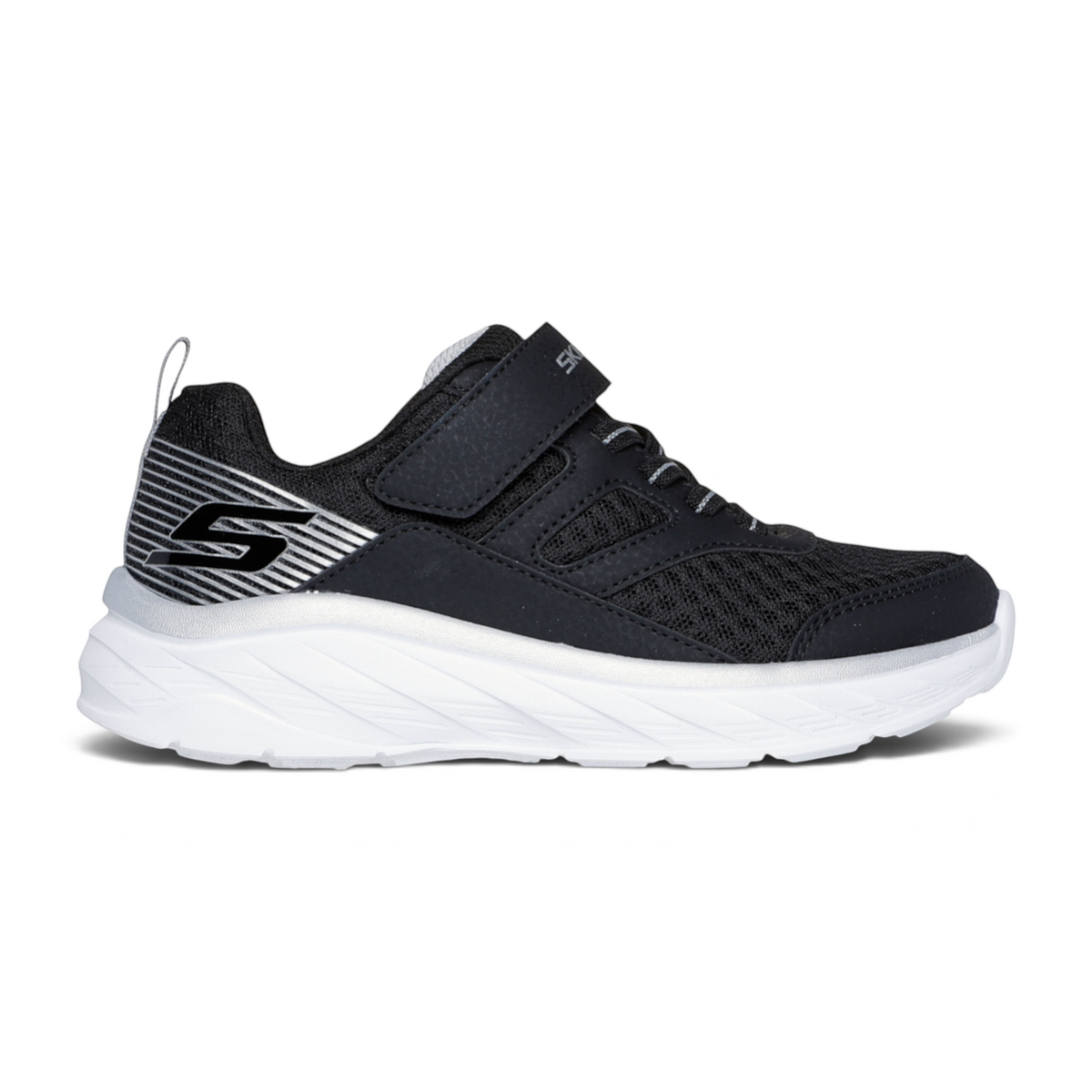FRG BOUNDLESS black and white athletic sneaker with mesh upper, hook-and-loop strap, and cushioned white midsole