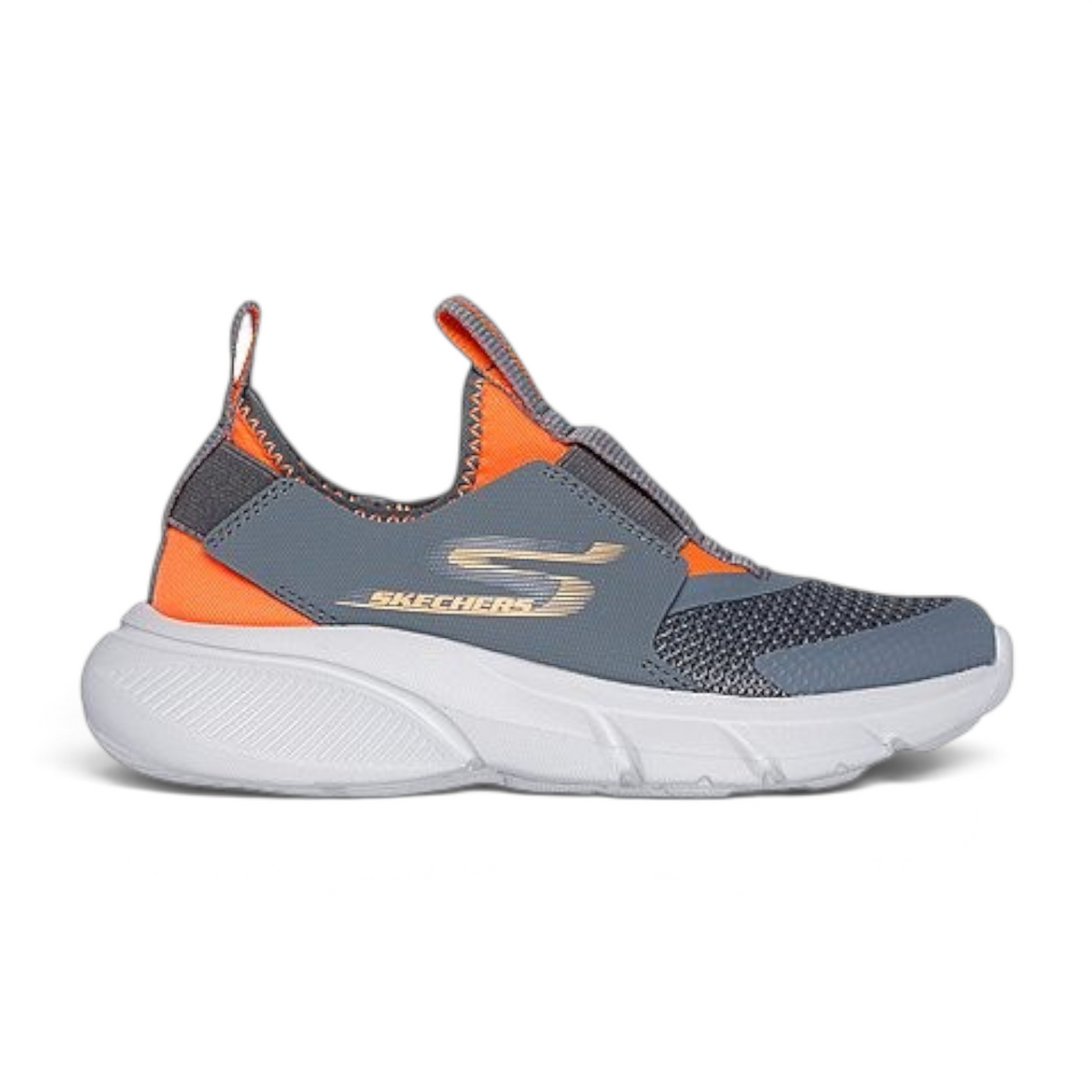 FRG SKECH FASTER - RECZO slip-on sneaker in grey and orange with a mesh upper and white cushioned midsole