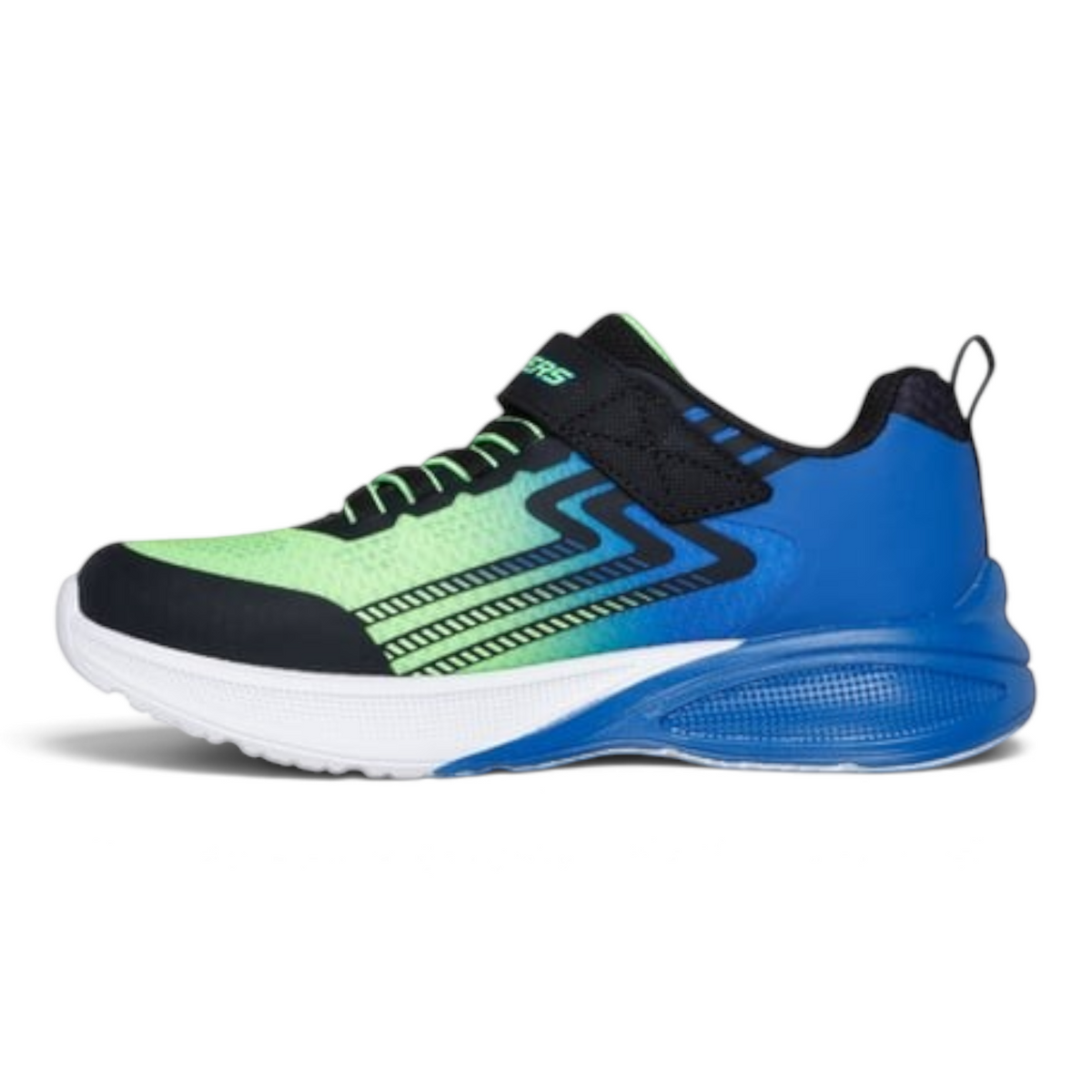 FRG Skechers Microspec Max Advance sneaker in blue and lime green mesh with a visible Skech-Air midsole