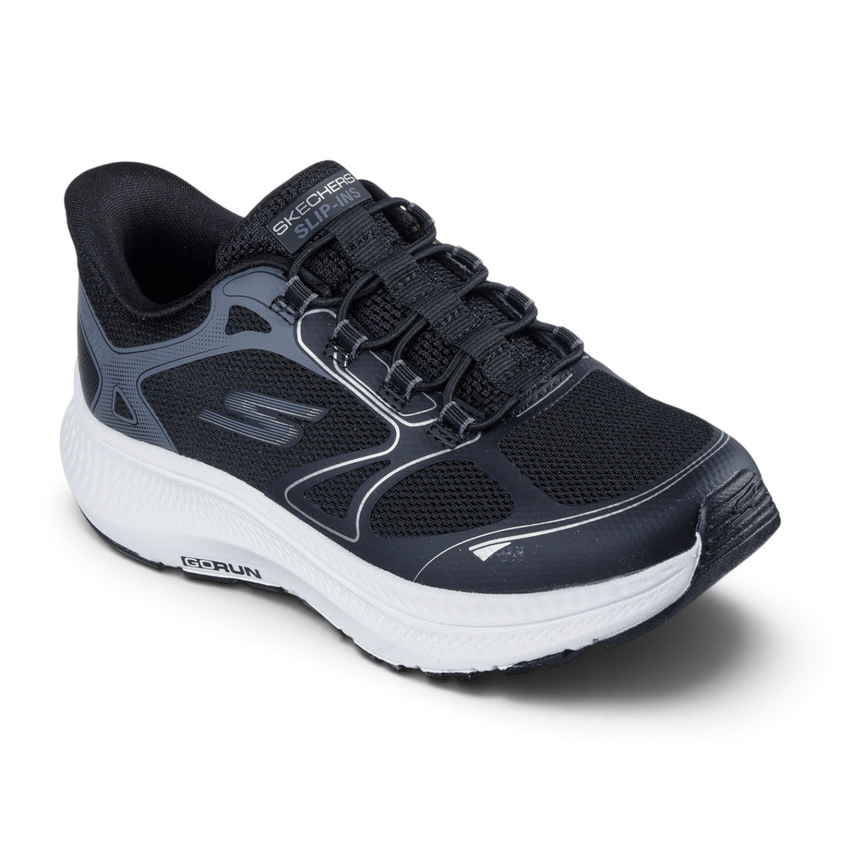 FRG Skechers GO RUN Consistent 2.0 kids black slip-on sneaker with mesh upper and white cushioned midsole