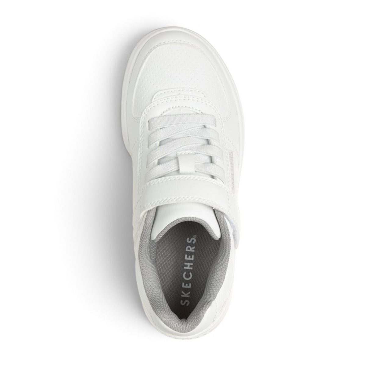 FRG Skechers Street Quick Street Lite white court sneaker with adaptive closure and cushioned grey interior
