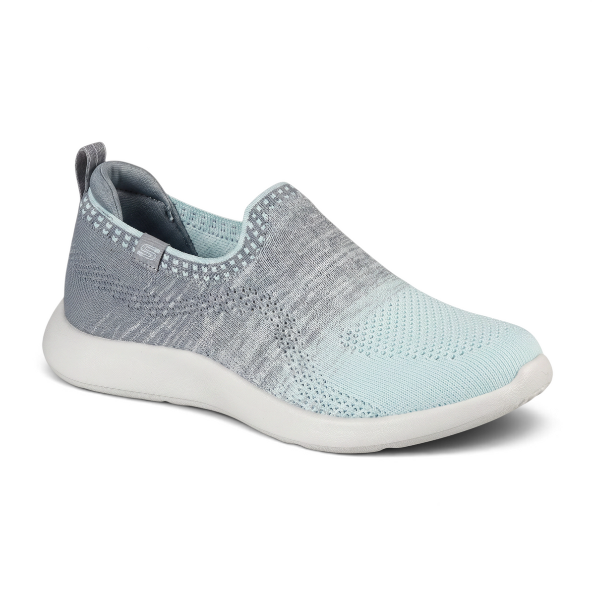 FRG VAPOR FOAM LITE - SWAY slip-on sneaker in light blue and grey knit fabric with a white cushioned sole.