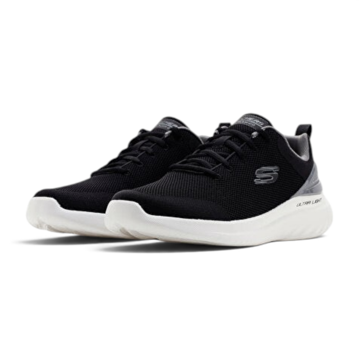 FRG Skechers Comfort Flex Drinn black and white lace-up sports shoes with cushioned soles for city walking