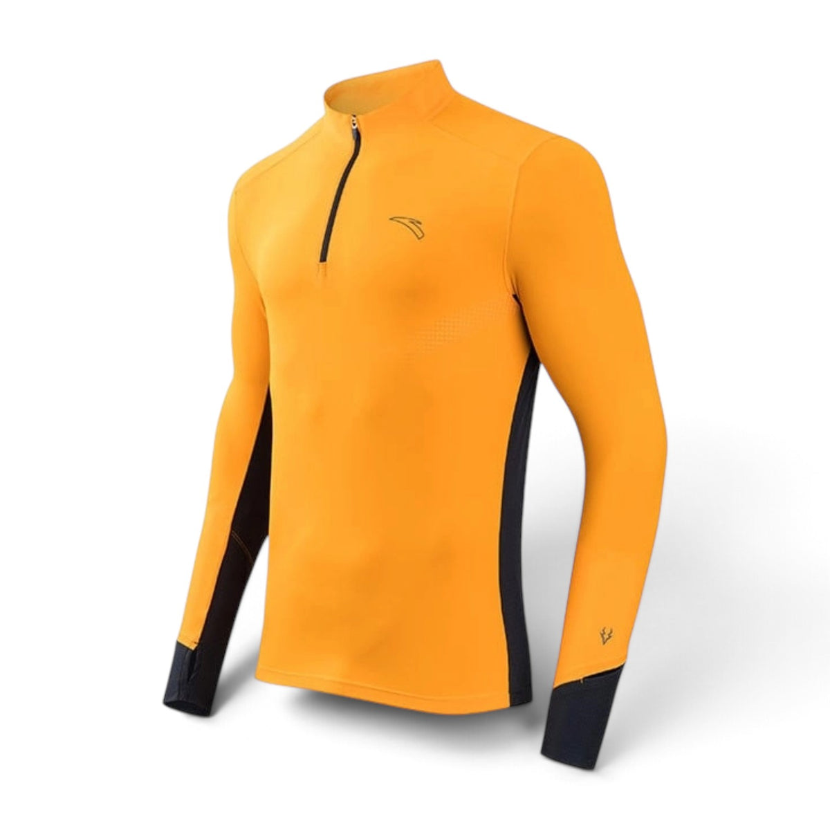 ANTA Zip-Neck Long Sleeve Top - Orange/Black